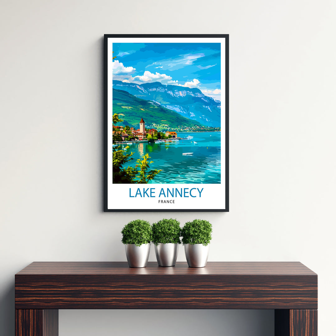 Annecy France Travel Print Annecy Wall Art France Travel Poster Annecy Lake Illustration Gift for Annecy Traveler Annecy Home Decor