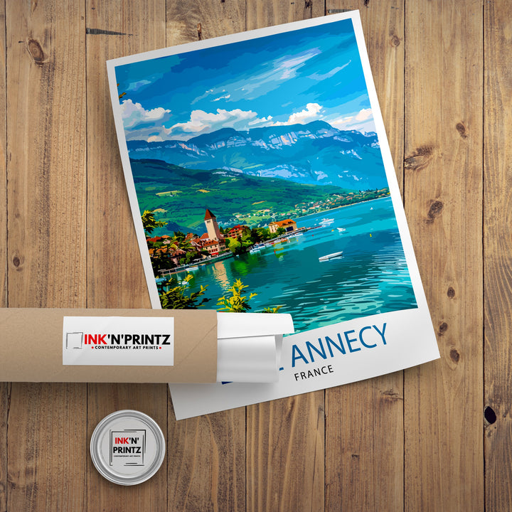 Annecy France Travel Poster Annecy Wall Art France Travel Poster Annecy Lake Illustration Gift for Annecy Traveler Annecy Home Decor