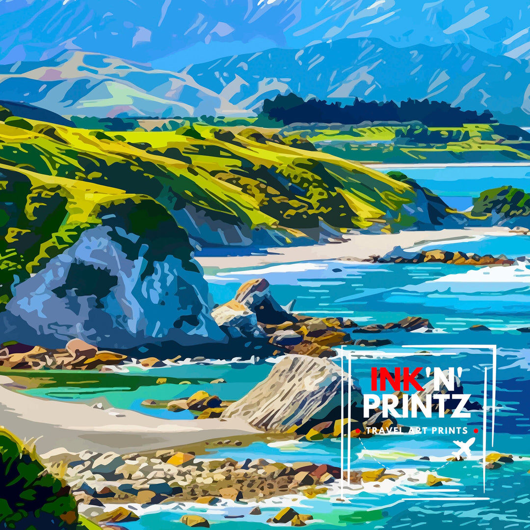 Kaikōura New Zealand Travel Poster