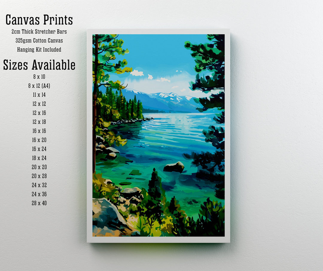 Lake Tahoe Travel Print Wall Decor Wall Art Lake Tahoe Wall Hanging Home Décor Lake Tahoe Gift Art Lovers American Art Lover Gift Print Art