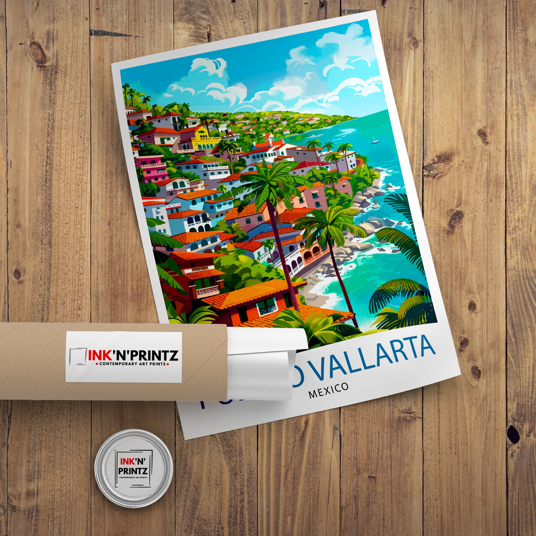 Puerto Vallarta Mexico Travel Print Wall Decor Wall Art Puerto Vallarta Wall Hanging Home Décor Puerto Vallarta Gift Art Lovers Mexican Art