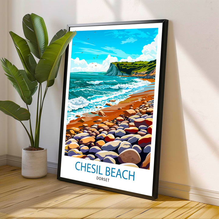 Chesil Beach Dorset Travel Poster