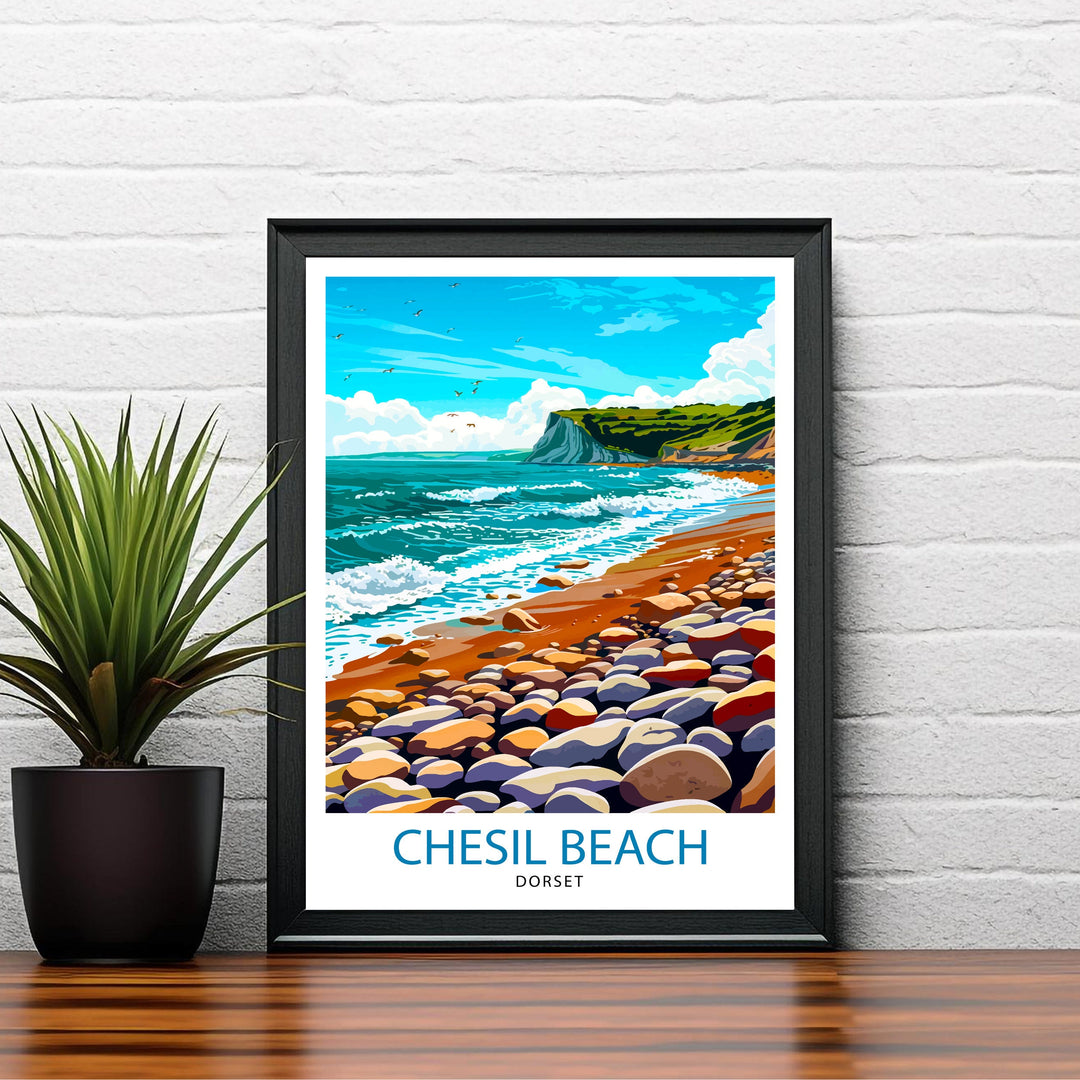 Chesil Beach Dorset Travel Poster