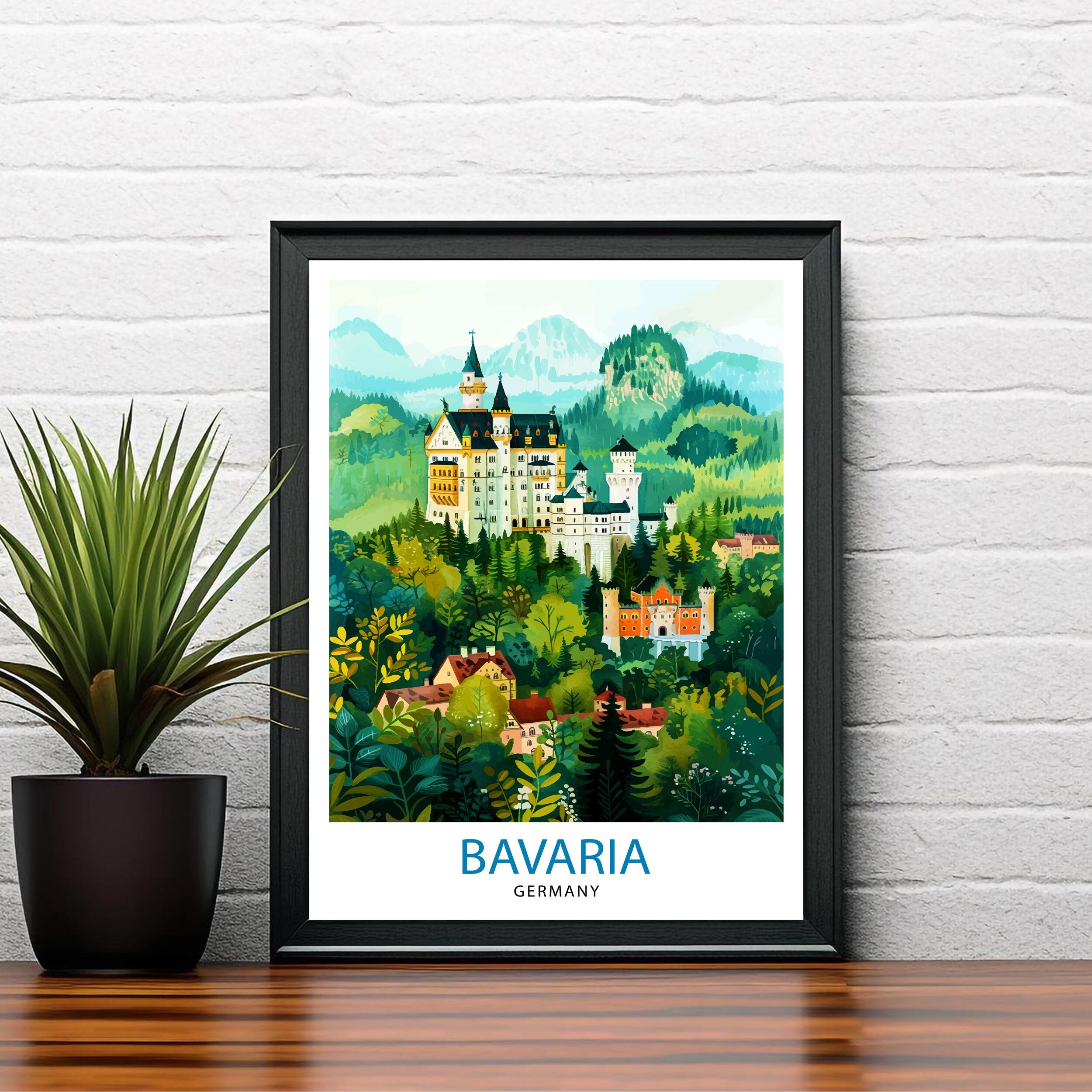 Bavaria Germany Travel Print Bavarian Alps Wall Art Bavaria Home Decor Germany Illustration Travel Poster Bavarian Gift Germany Travel Print