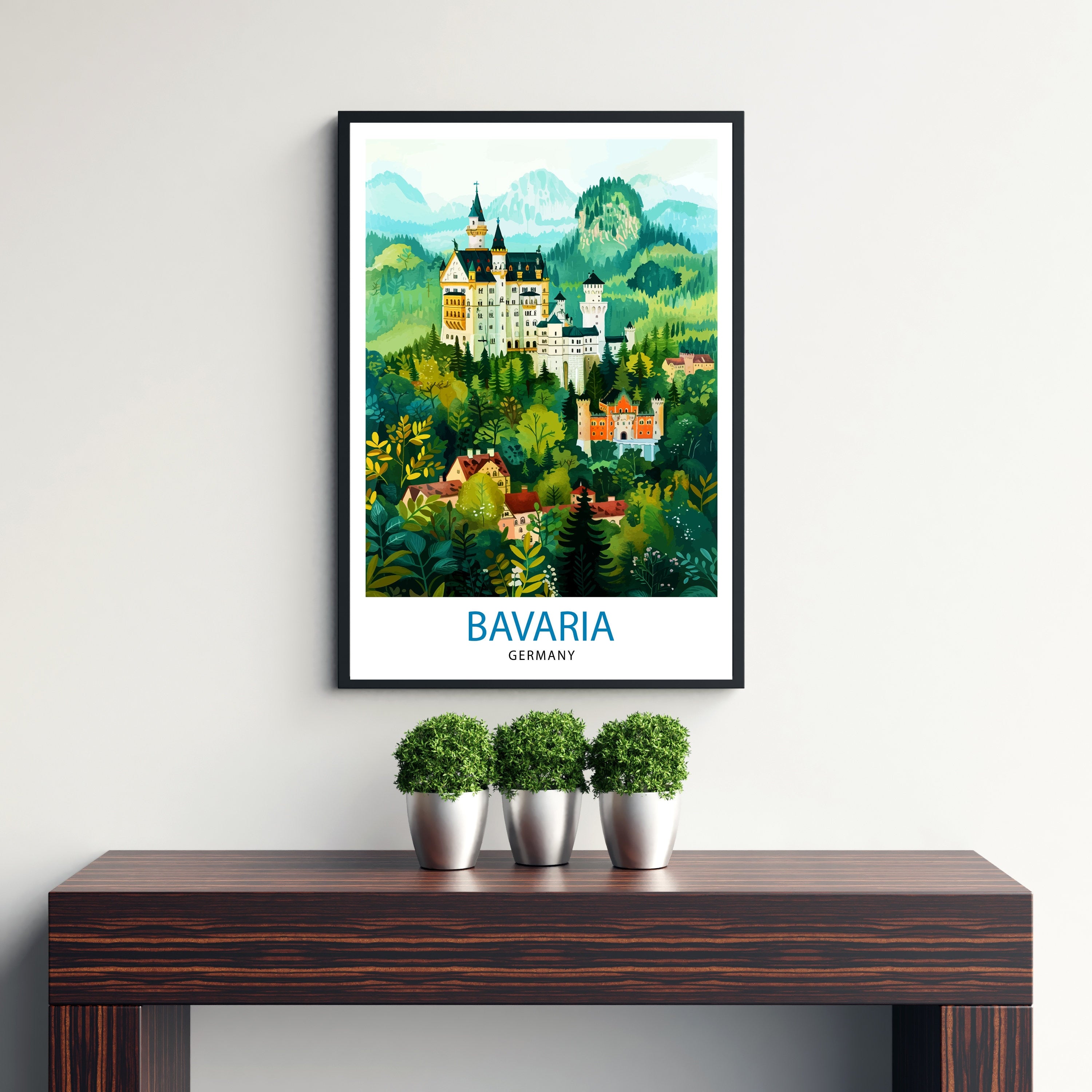 Bavaria Germany Travel Print Bavarian Alps Wall Art Bavaria Home Decor Germany Illustration Travel Poster Bavarian Gift Germany Travel Print