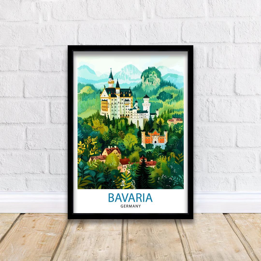 Bavaria Germany Travel Poster Bavarian Alps Wall Art Bavaria Home Decor Germany Illustration Travel Poster Bavarian Gift Germany Travel Poster