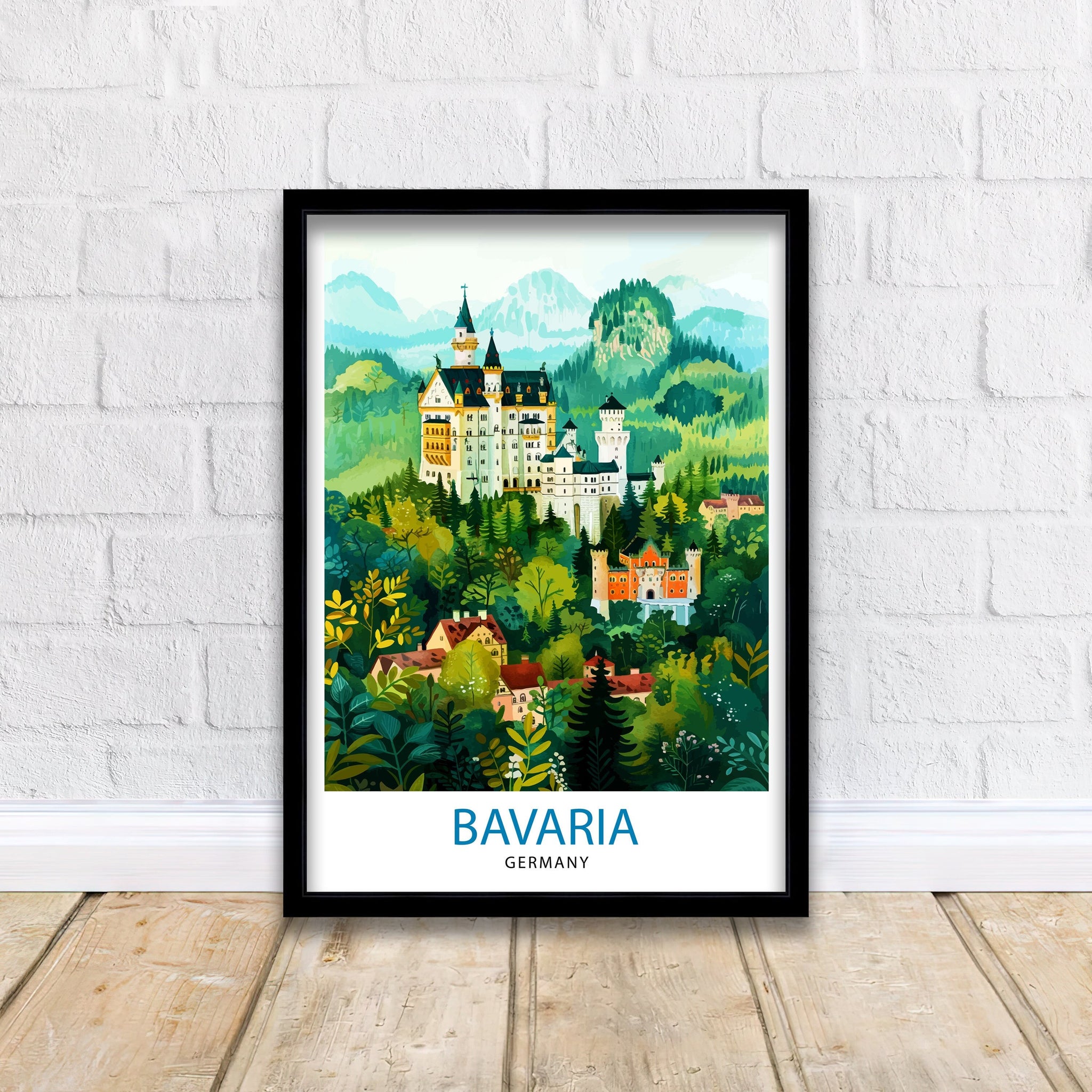 Bavaria Germany Travel Print Bavarian Alps Wall Art Bavaria Home Decor Germany Illustration Travel Poster Bavarian Gift Germany Travel Print