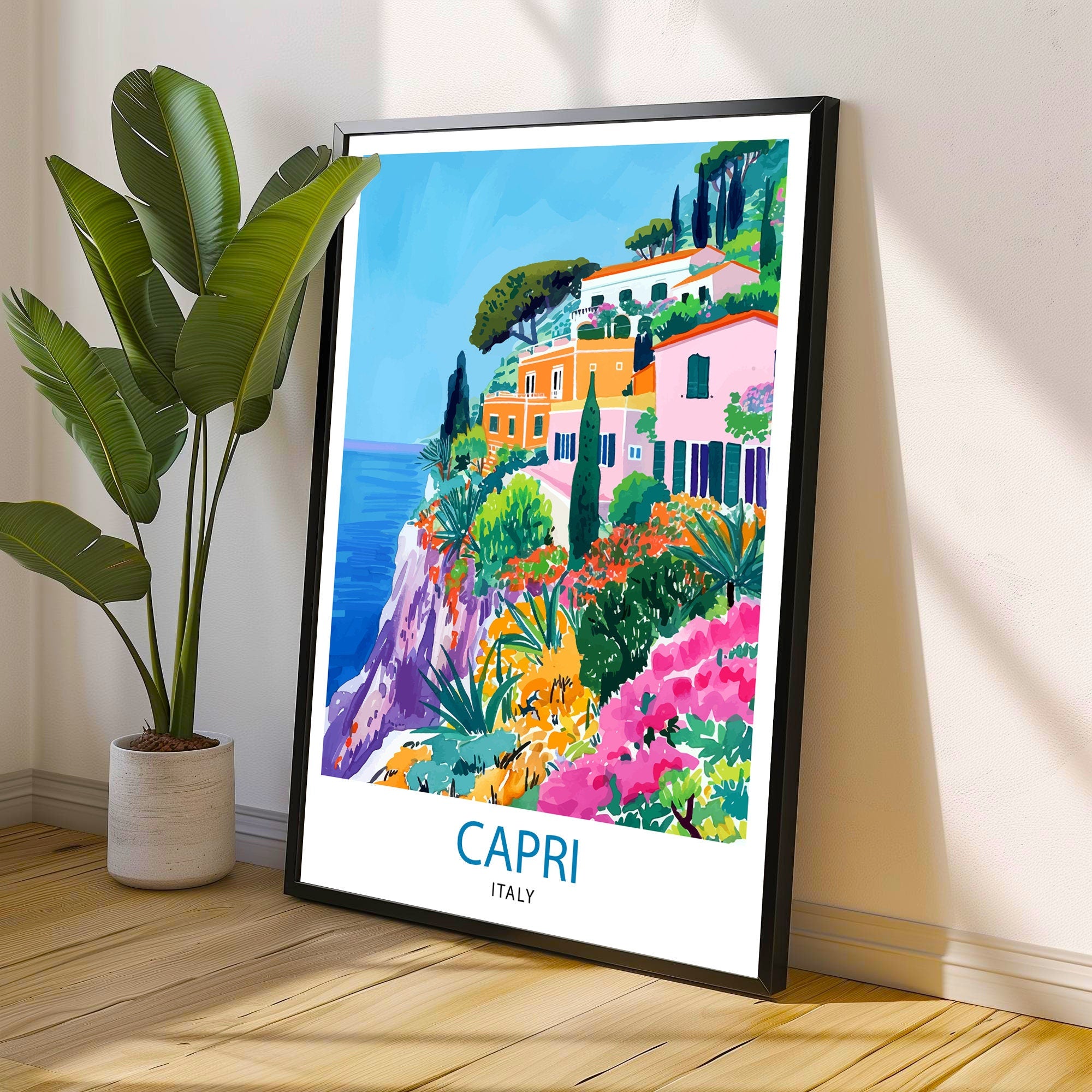 Capri Italy Travel Print Capri Wall Decor Capri Home Living Decor Capri Italy Illustration Travel Poster Gift for Capri Italy Home Decor