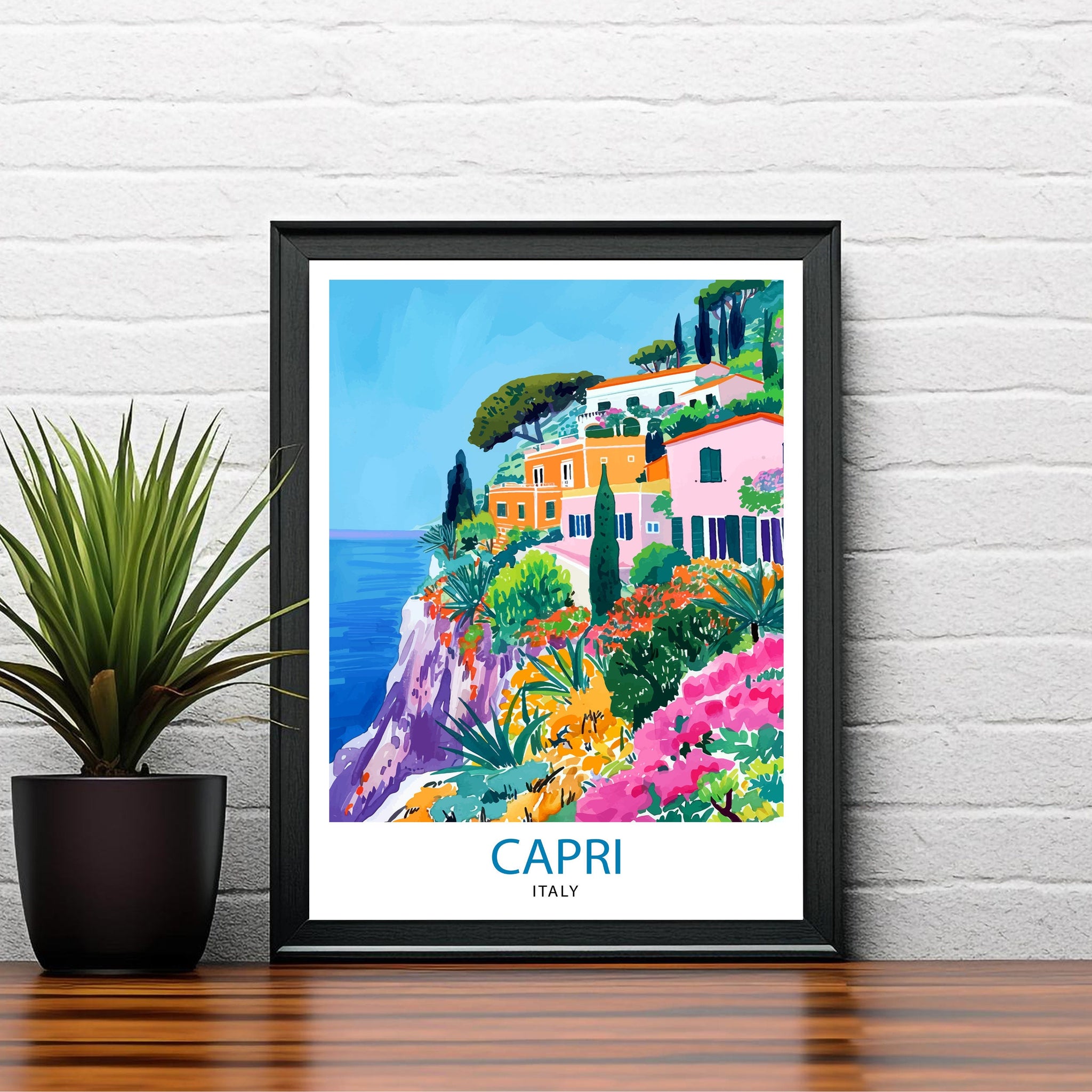 Capri Italy Travel Print Capri Wall Decor Capri Home Living Decor Capri Italy Illustration Travel Poster Gift for Capri Italy Home Decor