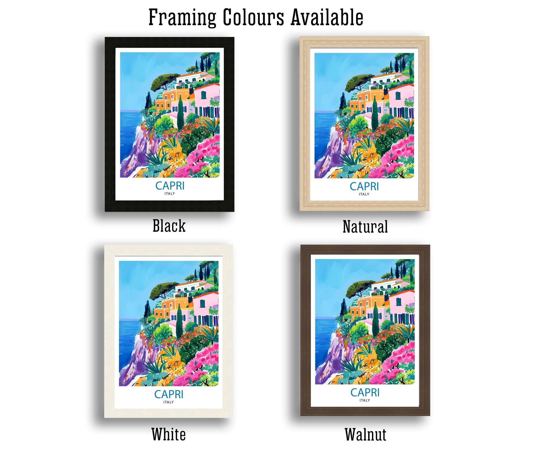 Capri Italy Travel Print Capri Wall Decor Capri Home Living Decor Capri Italy Illustration Travel Poster Gift for Capri Italy Home Decor