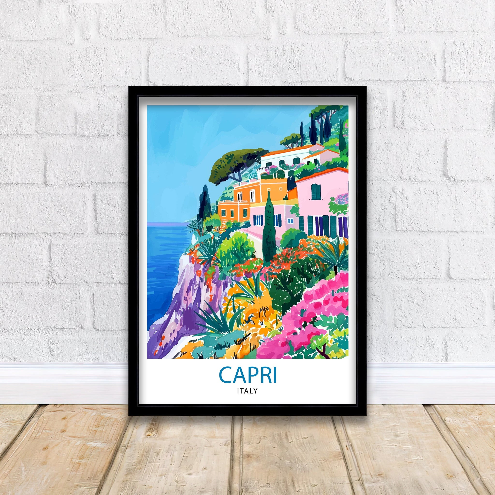 Capri Italy Travel Print Capri Wall Decor Capri Home Living Decor Capri Italy Illustration Travel Poster Gift for Capri Italy Home Decor