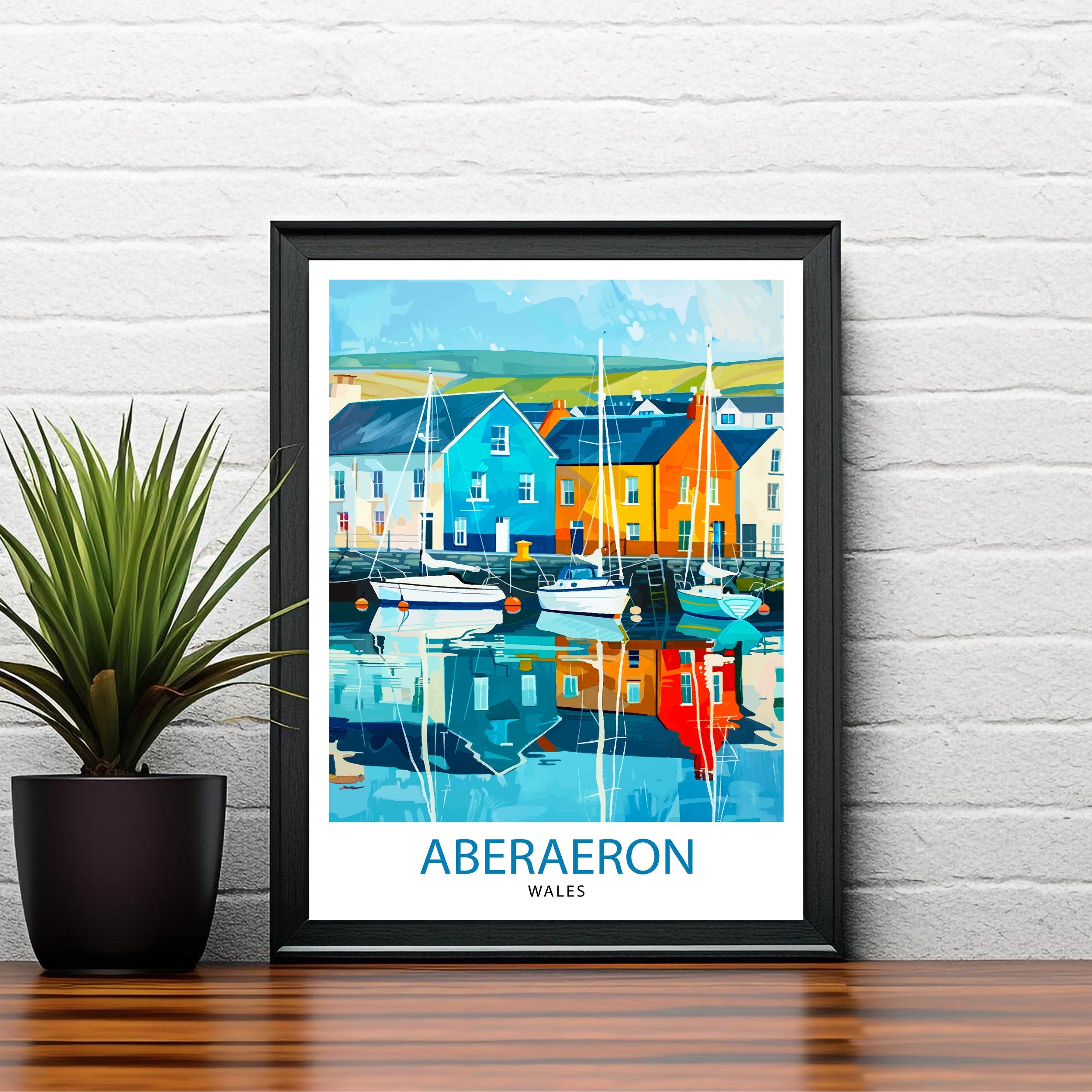 Aberaeron Wales Travel Poster