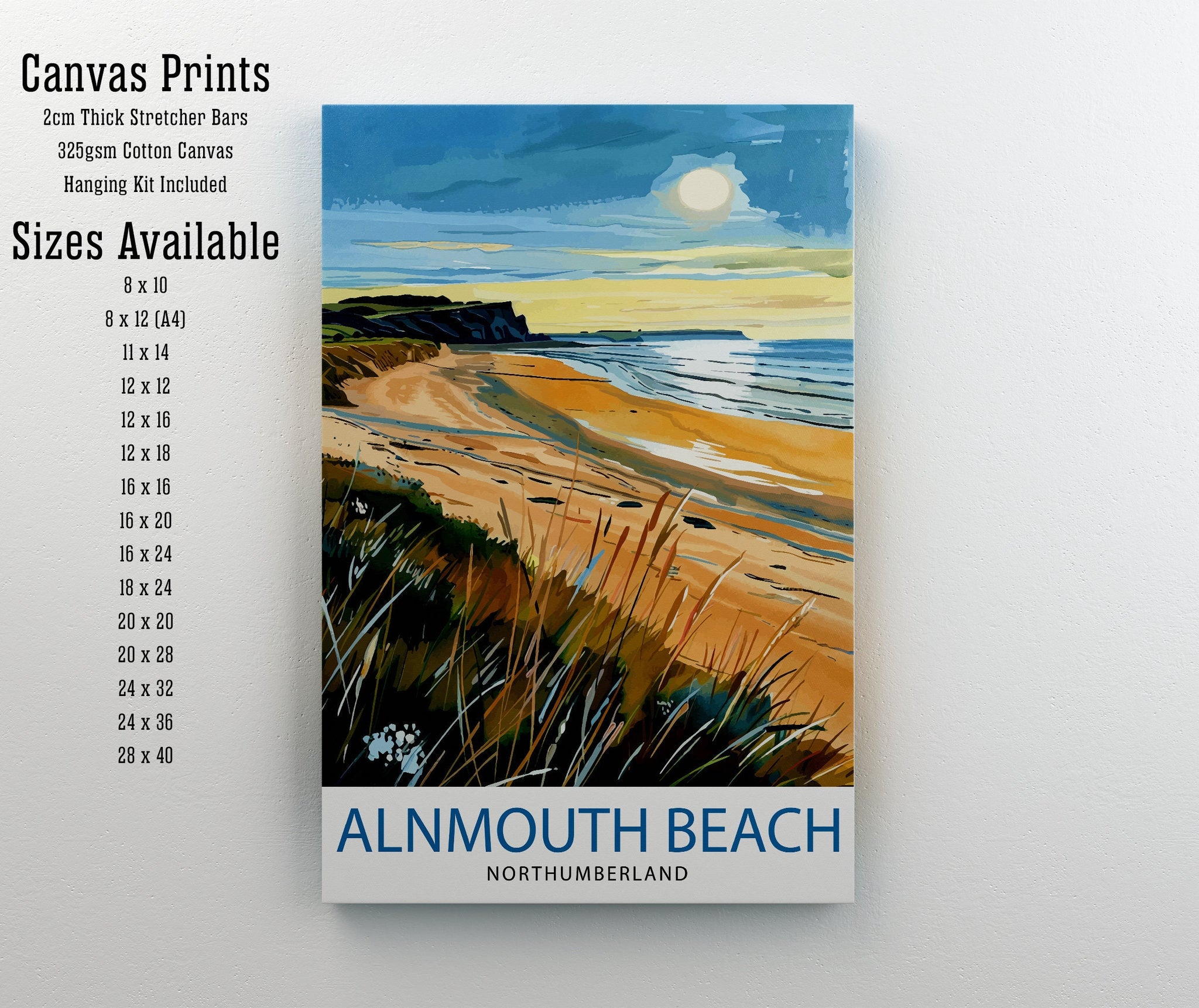 Alnmouth Beach Northumberland Travel Poster
