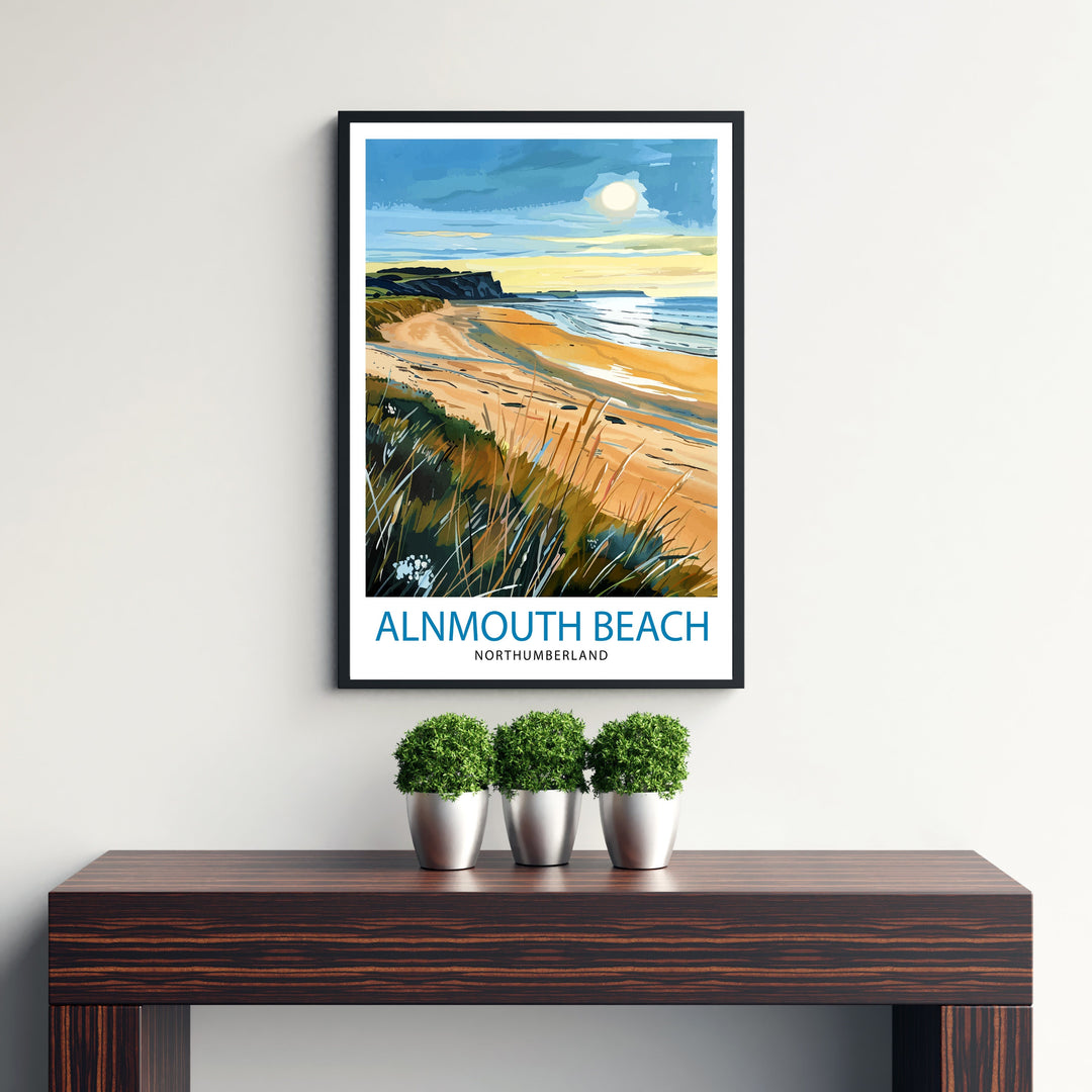 Alnmouth Beach Northumberland Travel Poster