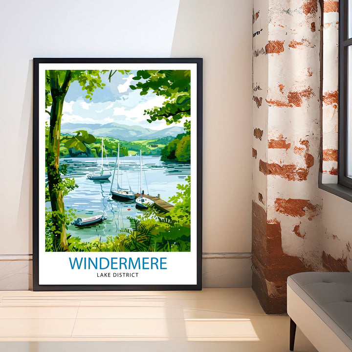 Lake Windermere Lake District Travel Print Wall Decor Wall Art Lake Windermere Wall Hanging Home Décor Lake Windermere Gift Art Lovers UK