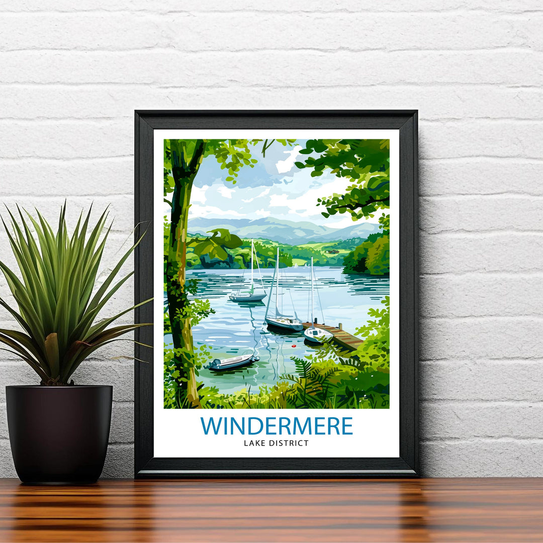 Lake Windermere Lake District Travel Print Wall Decor Wall Art Lake Windermere Wall Hanging Home Décor Lake Windermere Gift Art Lovers UK