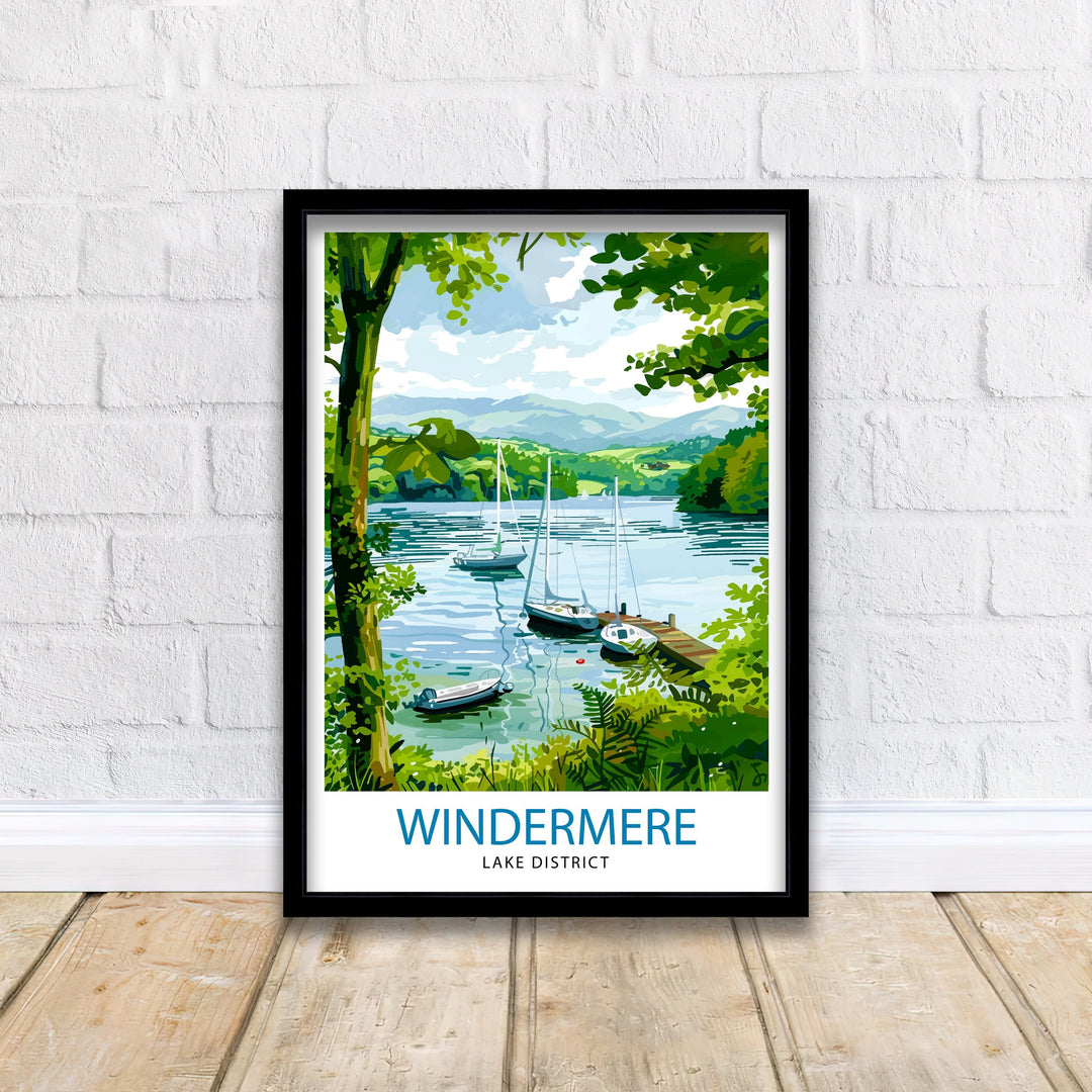 Lake Windermere Lake District Travel Print Wall Decor Wall Art Lake Windermere Wall Hanging Home Décor Lake Windermere Gift Art Lovers UK