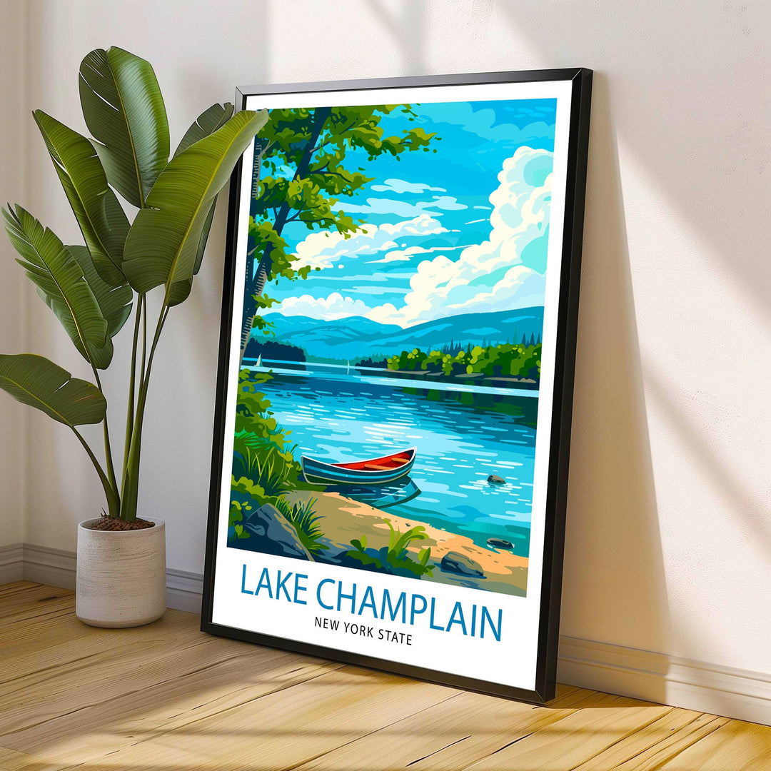 Lake Champlain Travel Print Wall Decor Wall Art Lake Champlain Wall Hanging Home Décor Lake Champlain Gift Art Lovers North American