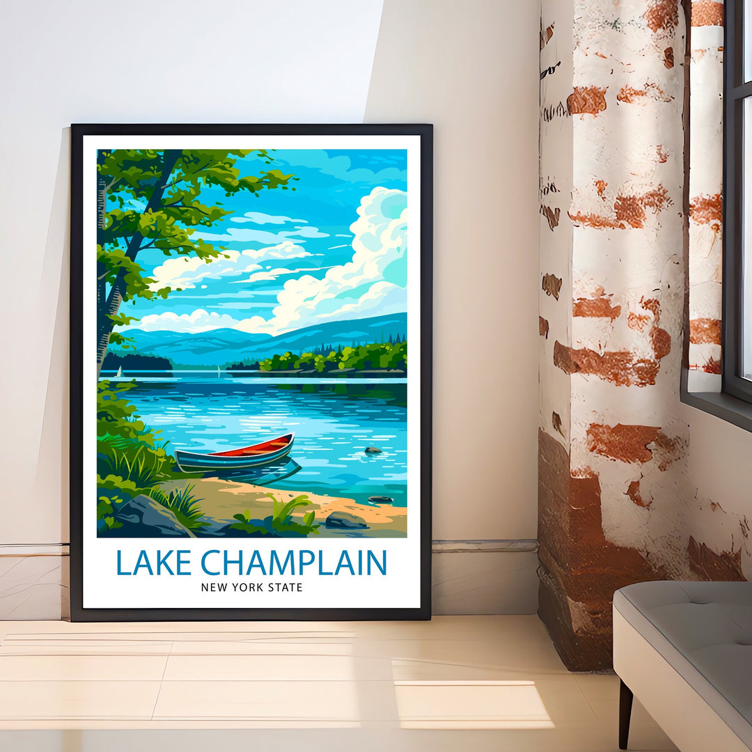 Lake Champlain Travel Print Wall Decor Wall Art Lake Champlain Wall Hanging Home Décor Lake Champlain Gift Art Lovers North American