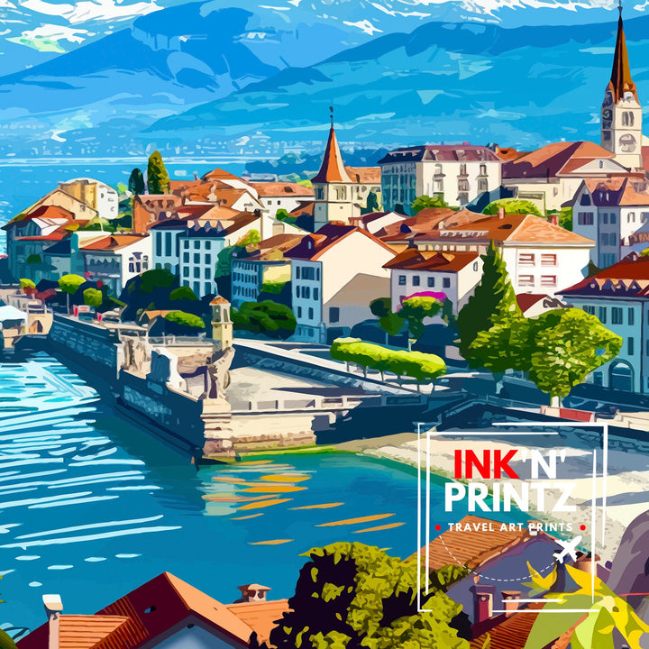 Lausanne Switzerland Travel Poster