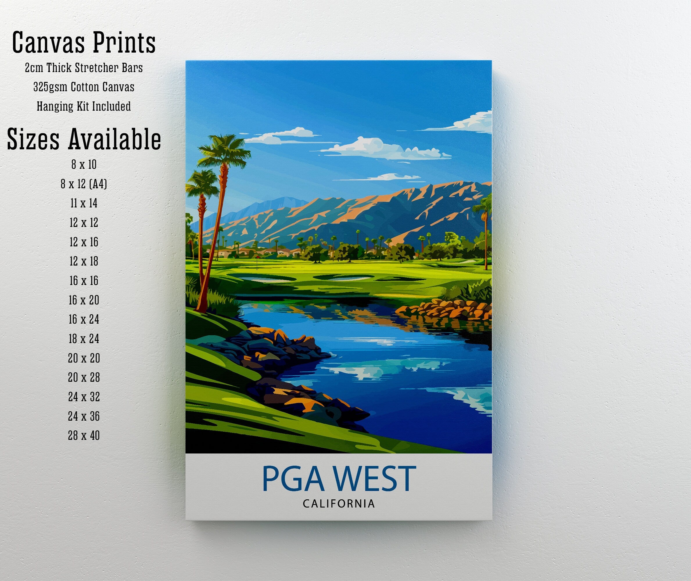 PGA West La Quinta California Golf Course Travel Print Wall Decor Wall Art PGA West Wall Hanging Home Décor PGA West Gift Art Lovers Golf