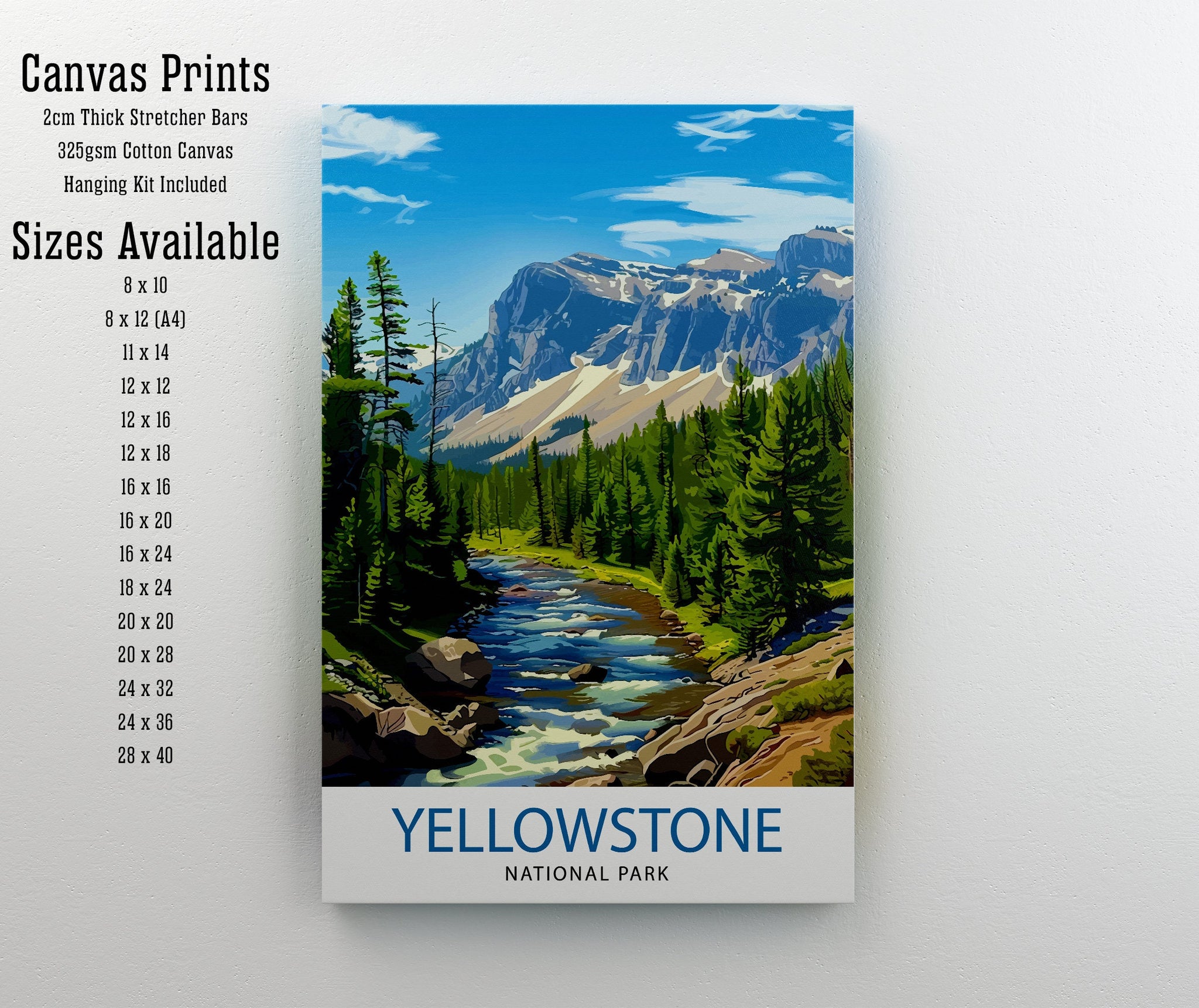 Yellowstone National Park Travel Print Wall Decor Wall Art Yellowstone Wall Hanging Home Décor Yellowstone Gift Art Lovers American Art