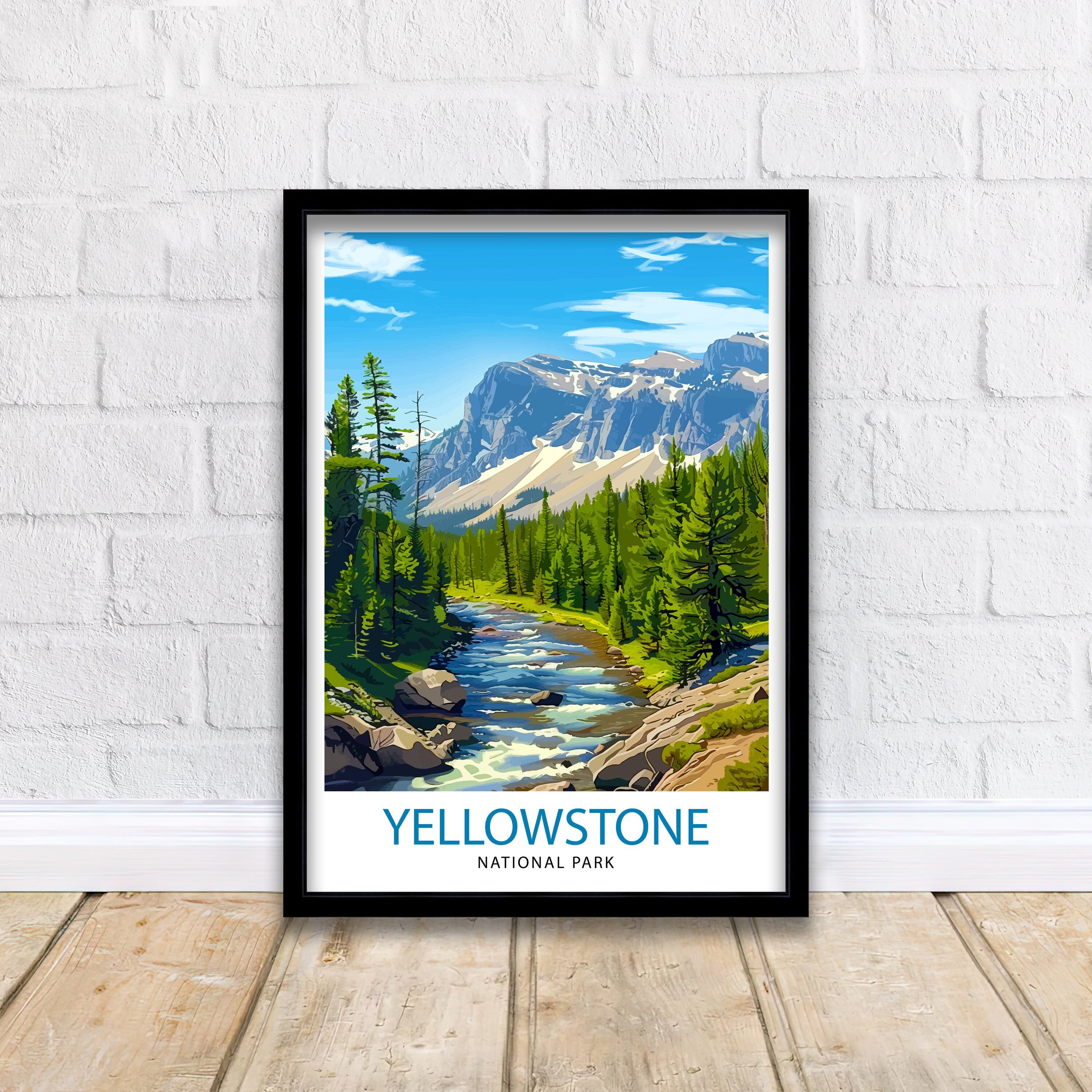 Yellowstone National Park Travel Print Wall Decor Wall Art Yellowstone Wall Hanging Home Décor Yellowstone Gift Art Lovers American Art