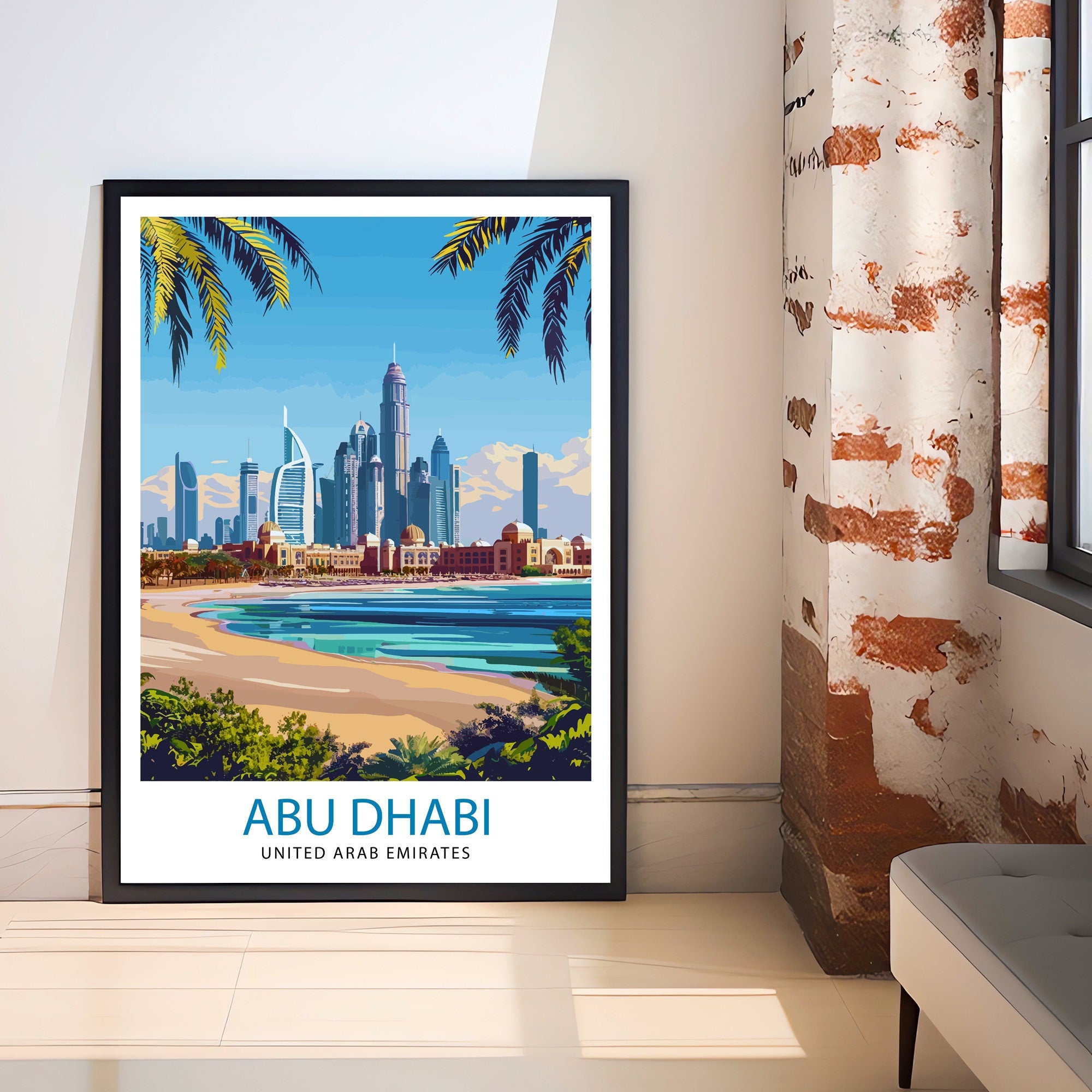 Abu Dhabi UAE Travel Print Wall Decor Wall Art Abu Dhabi Wall Hanging Home Décor Abu Dhabi Gift Art Lovers Middle Eastern Art Lover Gift
