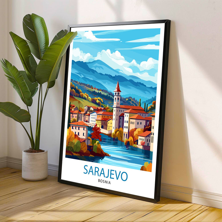 Sarajevo Bosnia and Herzegovina Travel Print Wall Decor Wall Art Sarajevo Wall Hanging Home Décor Sarajevo Gift Art Lovers Balkan Art Lover