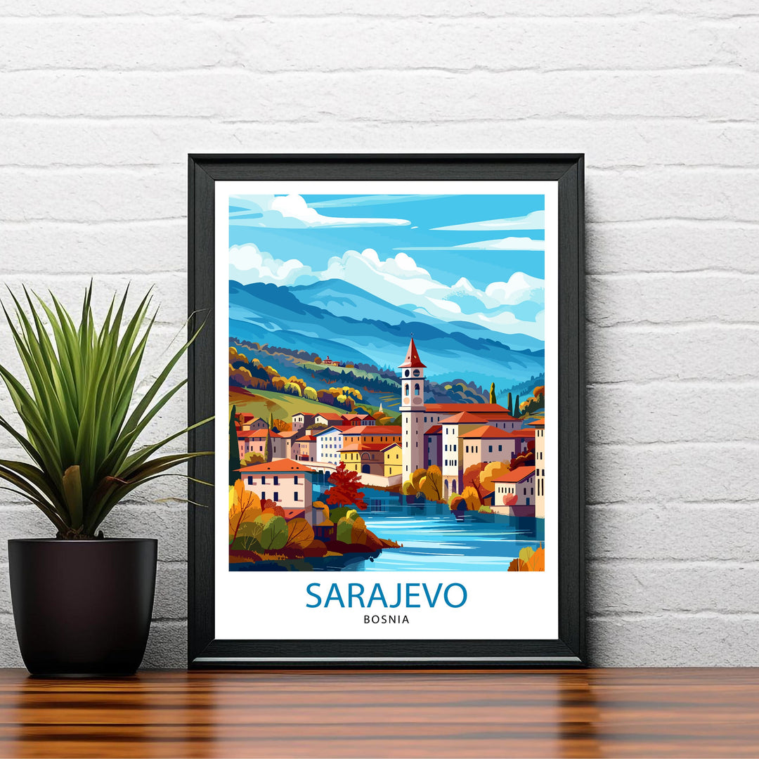 Sarajevo Bosnia and Herzegovina Travel Print Wall Decor Wall Art Sarajevo Wall Hanging Home Décor Sarajevo Gift Art Lovers Balkan Art Lover