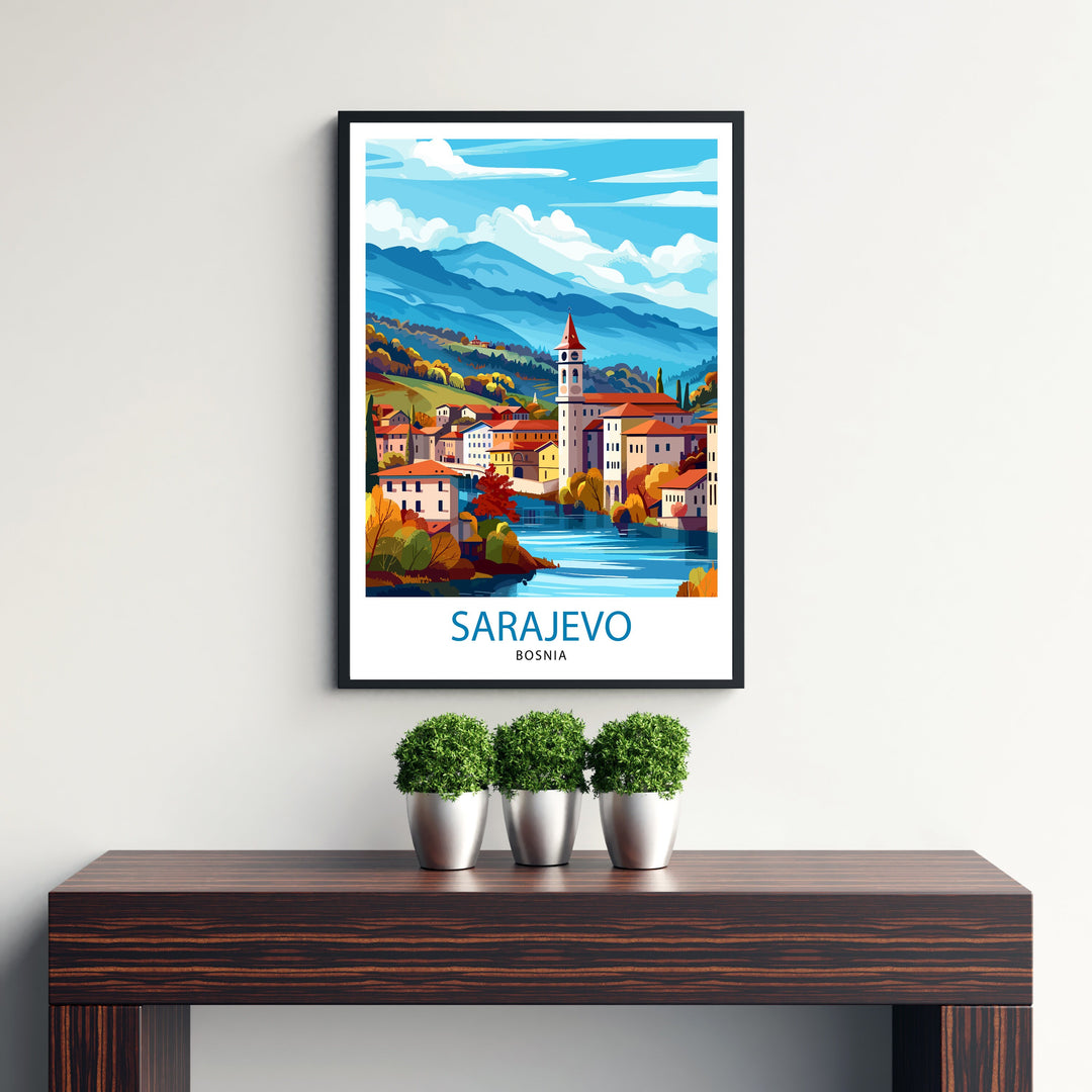 Sarajevo Bosnia and Herzegovina Travel Print Wall Decor Wall Art Sarajevo Wall Hanging Home Décor Sarajevo Gift Art Lovers Balkan Art Lover