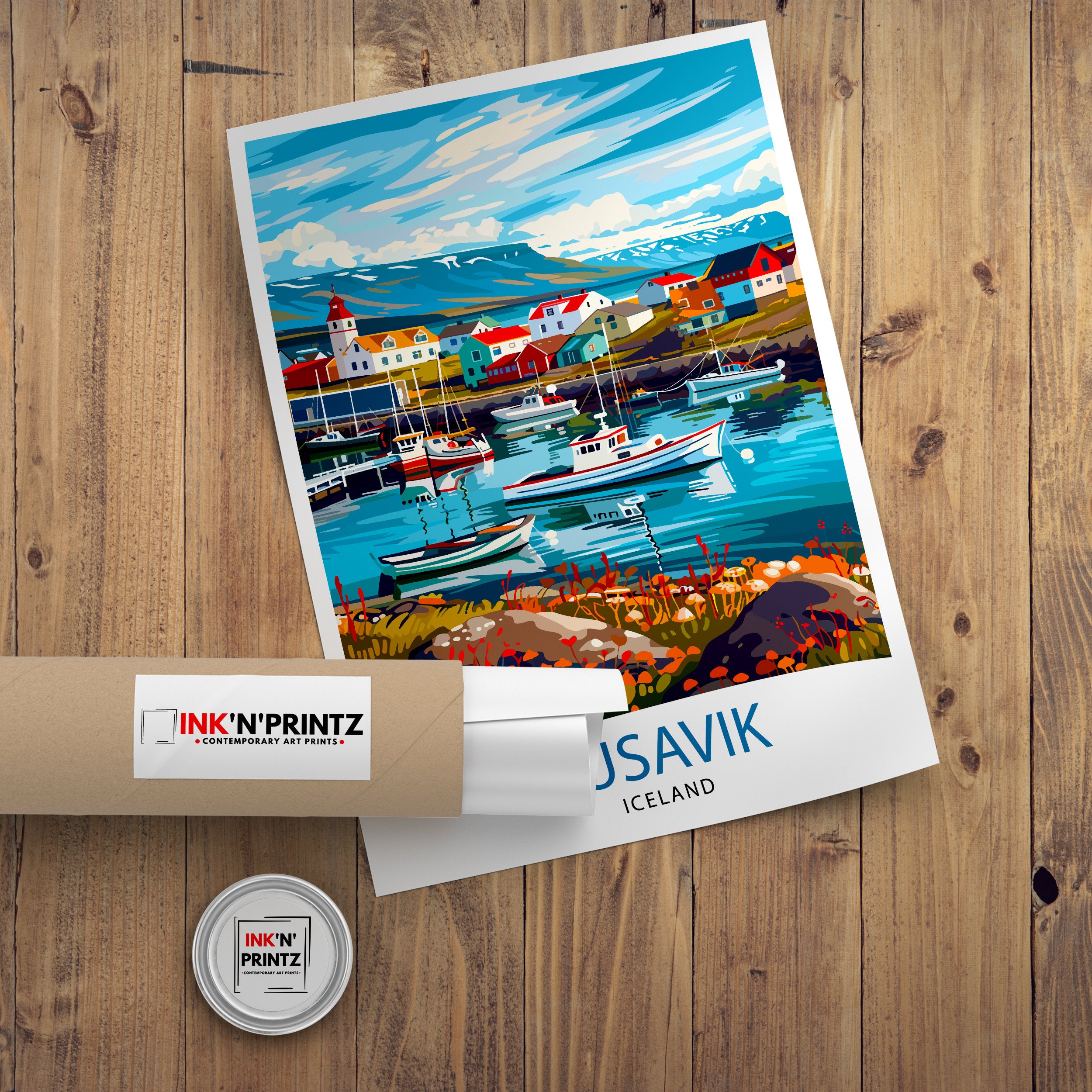 Husavík Iceland Travel Print Wall Decor Wall Art Húsavík Wall Hanging Home Decor Husavík Gift Art Lovers Icelandic Art Lover Gift Print Art