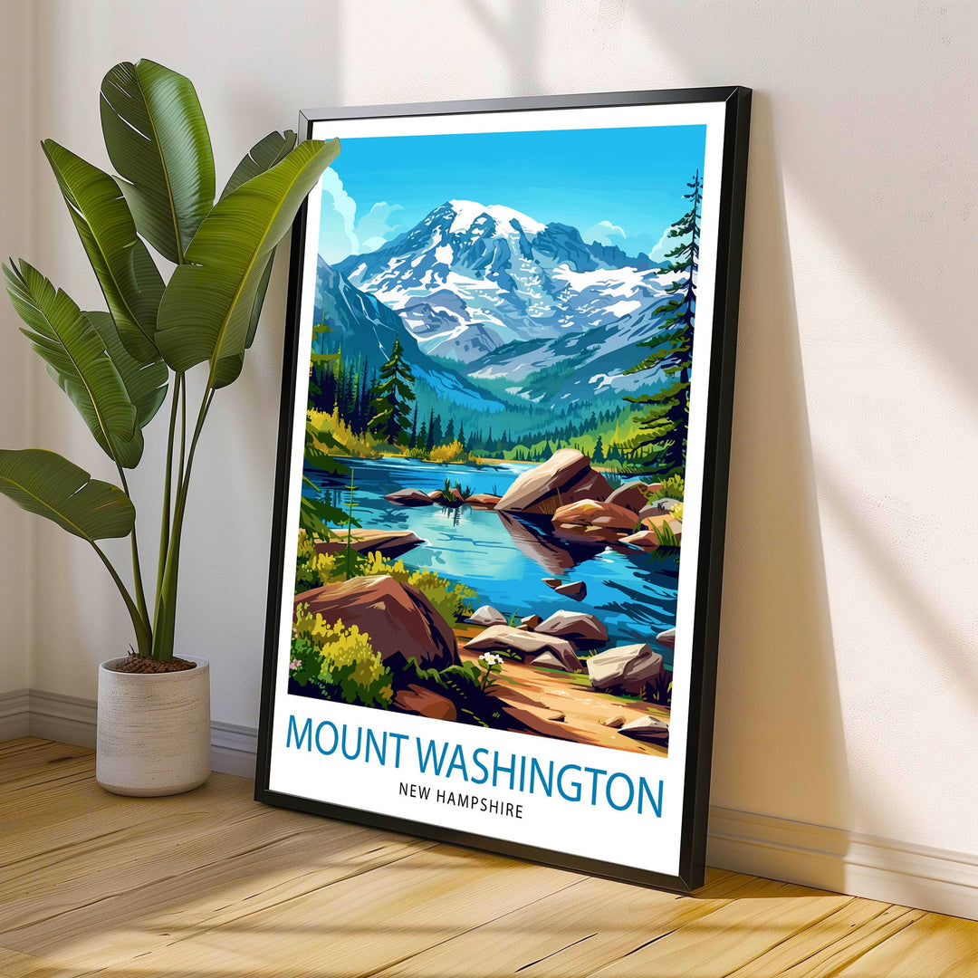 Mount Washington New Hampshire Travel Print Wall Decor Wall Art Mount Washington Wall Hanging Home Décor Mount Washington Gift Art Lovers