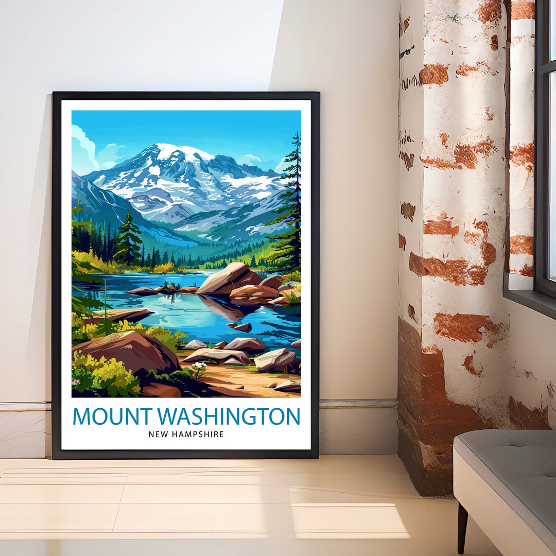 Mount Washington New Hampshire Travel Print Wall Decor Wall Art Mount Washington Wall Hanging Home Décor Mount Washington Gift Art Lovers