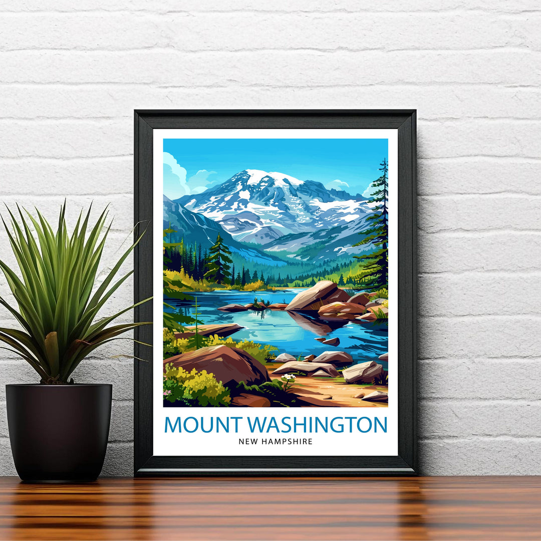 Mount Washington New Hampshire Travel Print Wall Decor Wall Art Mount Washington Wall Hanging Home Décor Mount Washington Gift Art Lovers