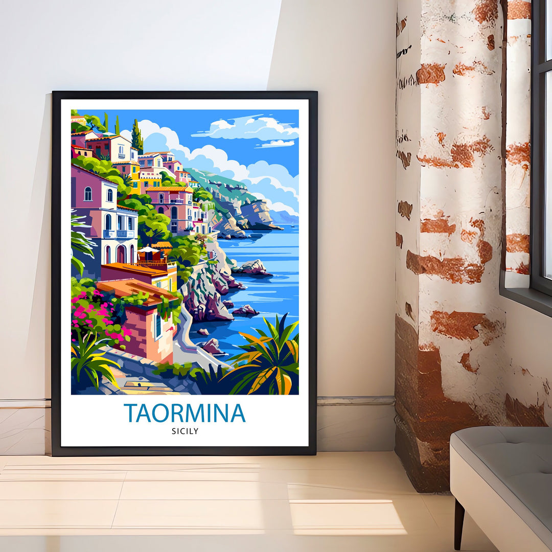 Taormina Sicily Travel Print Wall Decor Wall Art Taormina Wall Hanging Home Décor Taormina Gift Art Lovers Italian Art Lover Gift Print Art