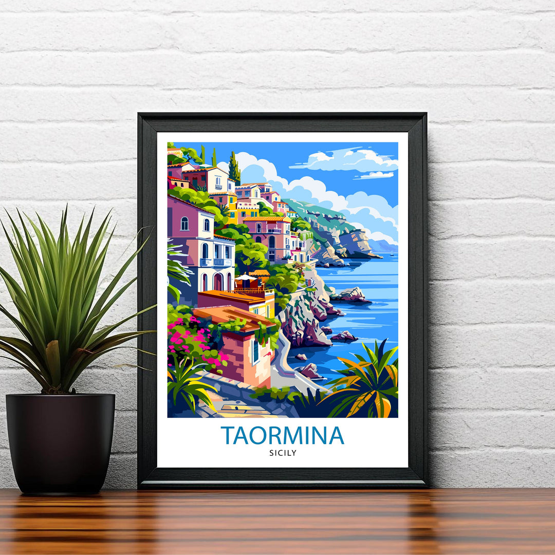 Taormina Sicily Travel Print Wall Decor Wall Art Taormina Wall Hanging Home Décor Taormina Gift Art Lovers Italian Art Lover Gift Print Art