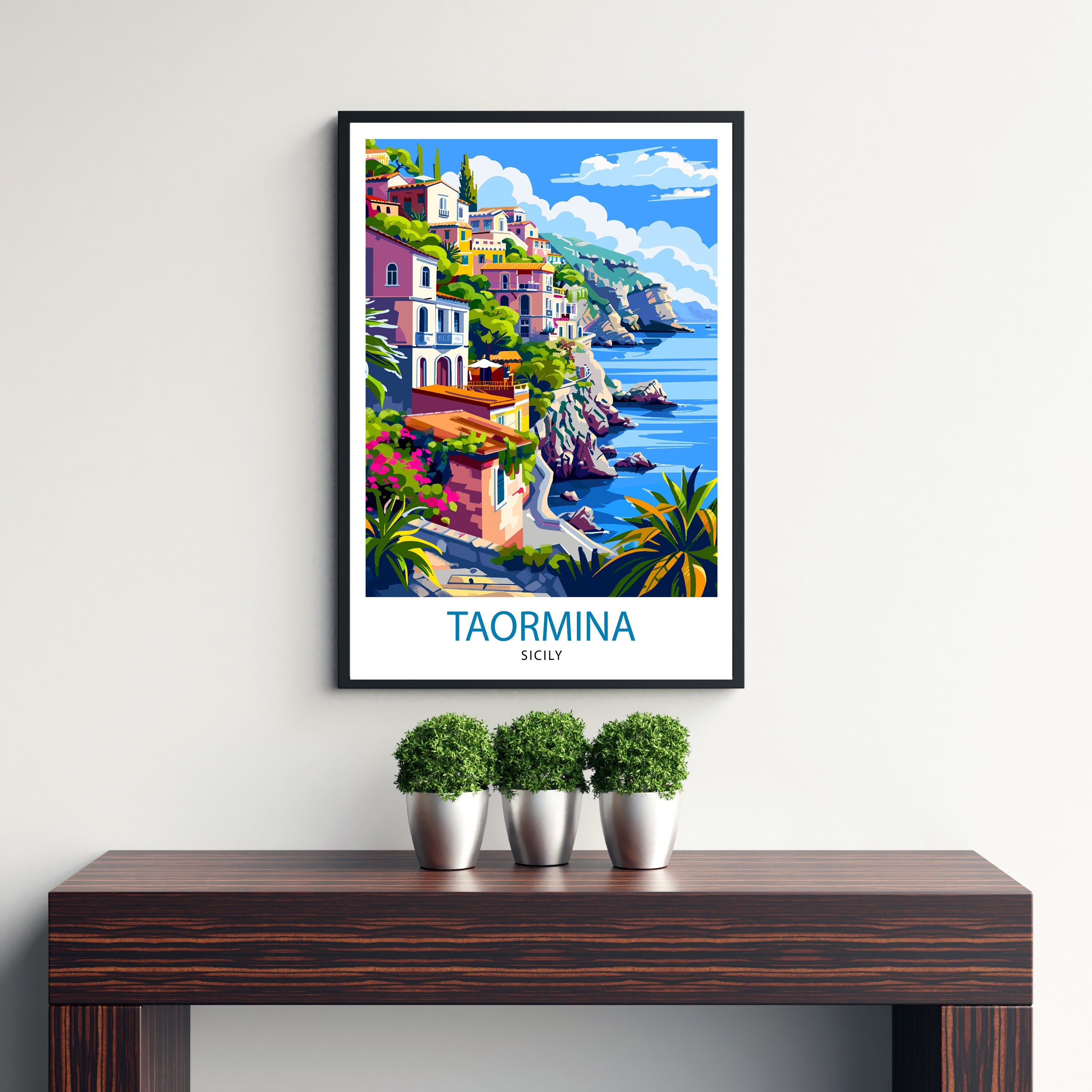 Taormina Sicily Travel Print Wall Decor Wall Art Taormina Wall Hanging Home Décor Taormina Gift Art Lovers Italian Art Lover Gift Print Art