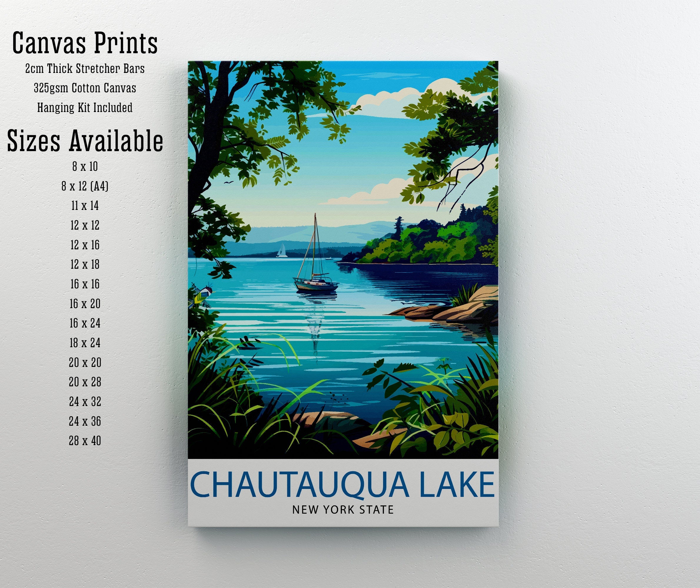 Chautauqua Lake New York Travel Print Wall Decor Wall Art Chautauqua Lake Wall Hanging Home Décor Chautauqua Lake Gift Art Lovers American
