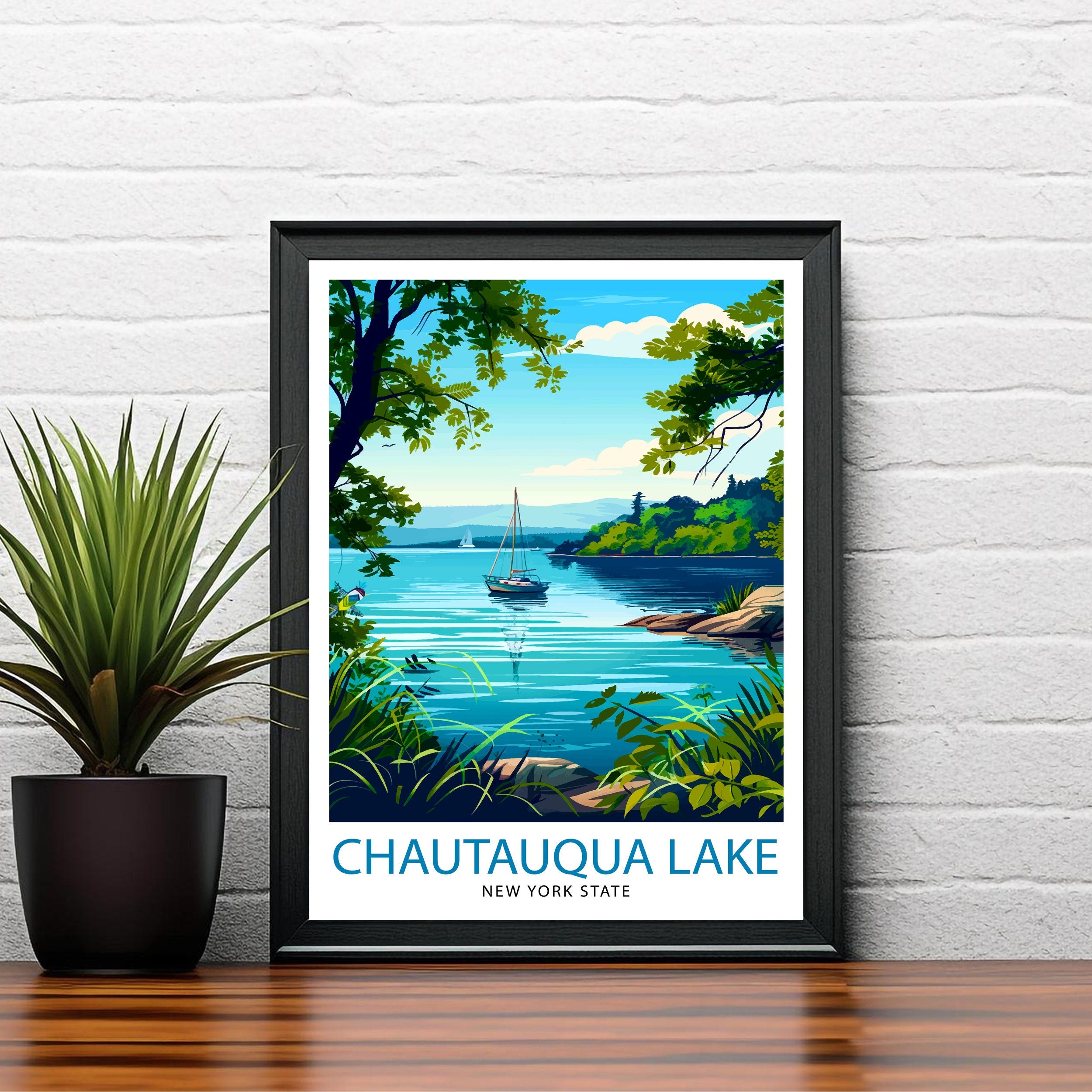 Chautauqua Lake New York Travel Print Wall Decor Wall Art Chautauqua Lake Wall Hanging Home Décor Chautauqua Lake Gift Art Lovers American