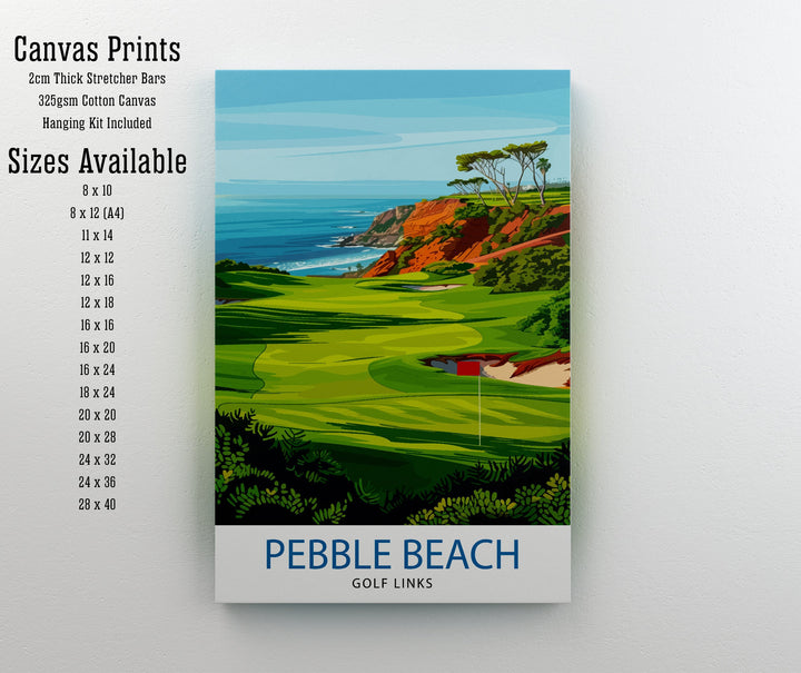 Pebble Beach Golf Links California Travel Print Wall Decor Wall Art Pebble Beach Wall Hanging Home Décor Pebble Beach Gift Art Lovers Golf