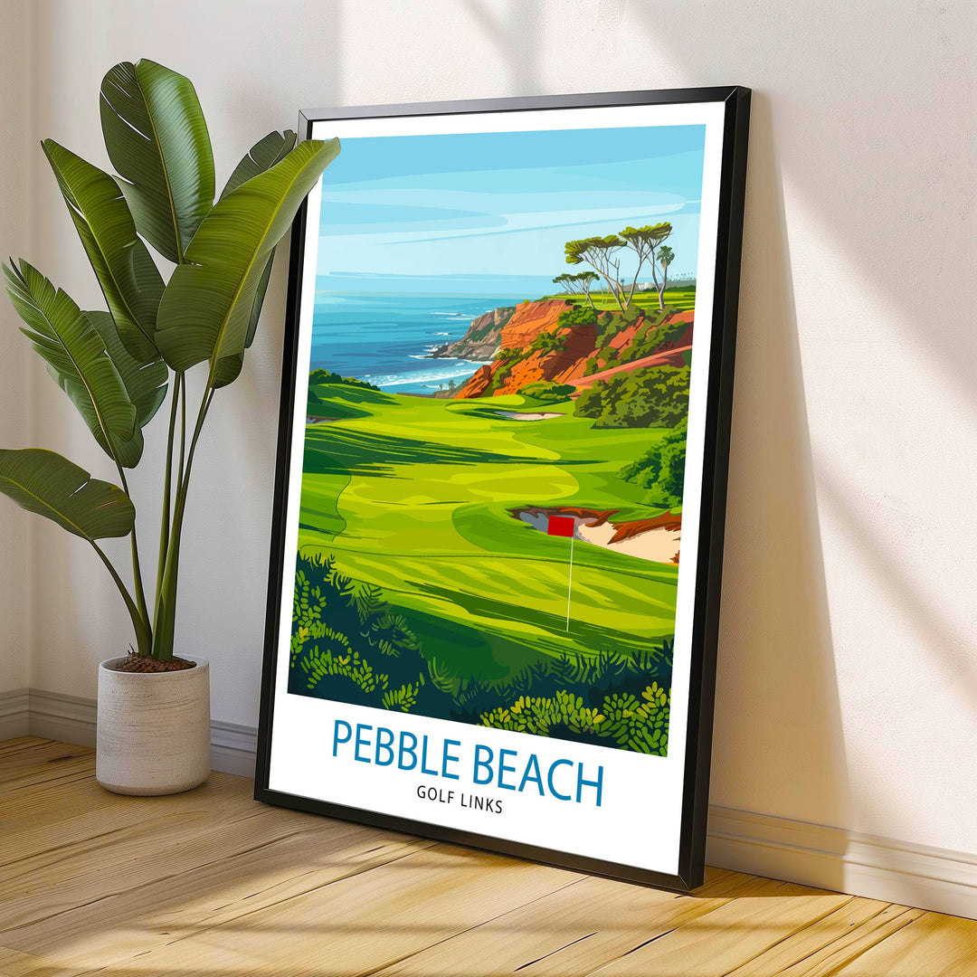 Pebble Beach Golf Links California Travel Print Wall Decor Wall Art Pebble Beach Wall Hanging Home Décor Pebble Beach Gift Art Lovers Golf