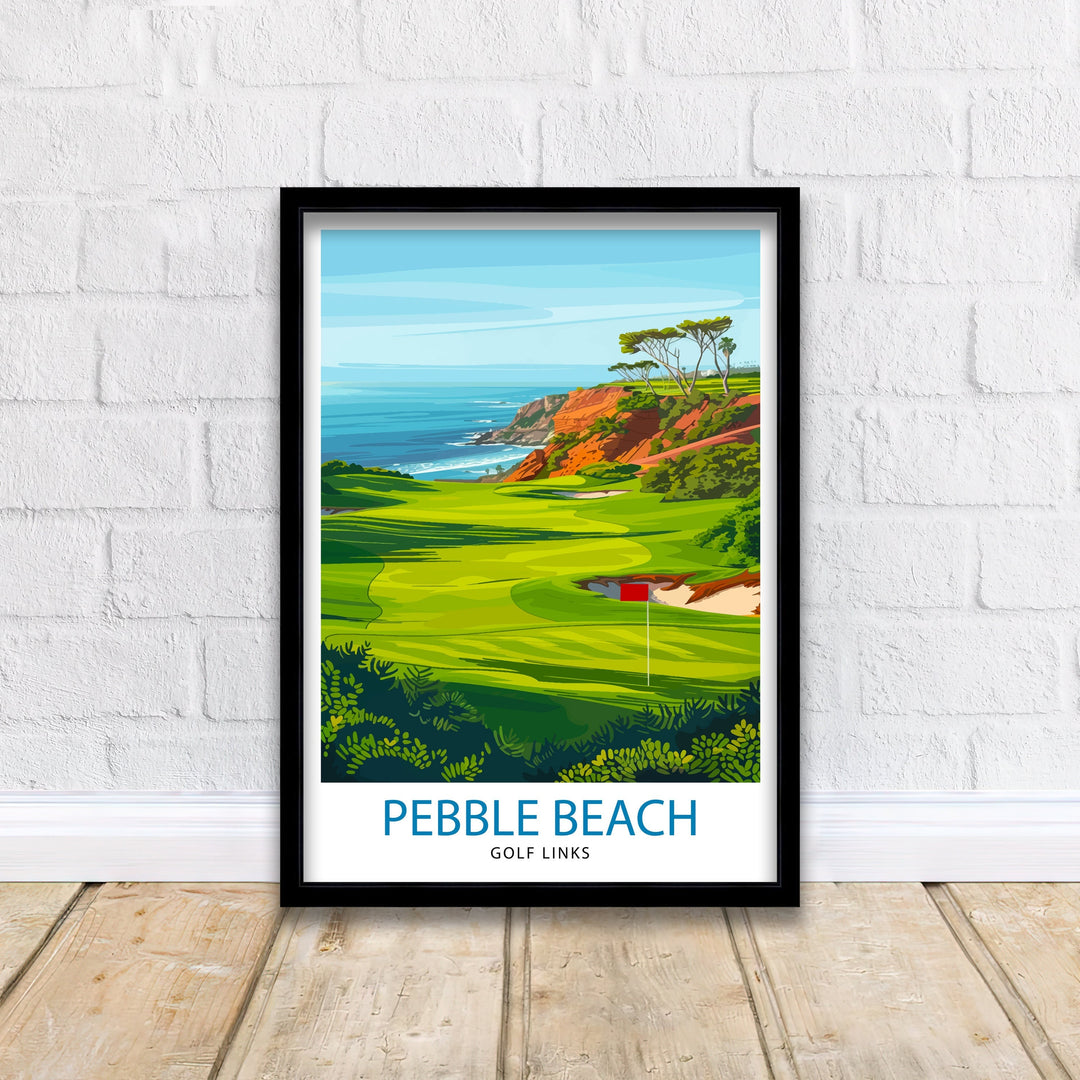 Pebble Beach Golf Links California Travel Print Wall Decor Wall Art Pebble Beach Wall Hanging Home Décor Pebble Beach Gift Art Lovers Golf