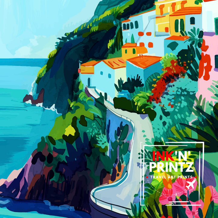 Amalfi Coast Italy Travel Print Wall Decor Wall Art Amalfi Coast Wall Hanging Home Décor Amalfi Coast Gift Art Lovers Italian Art Lover