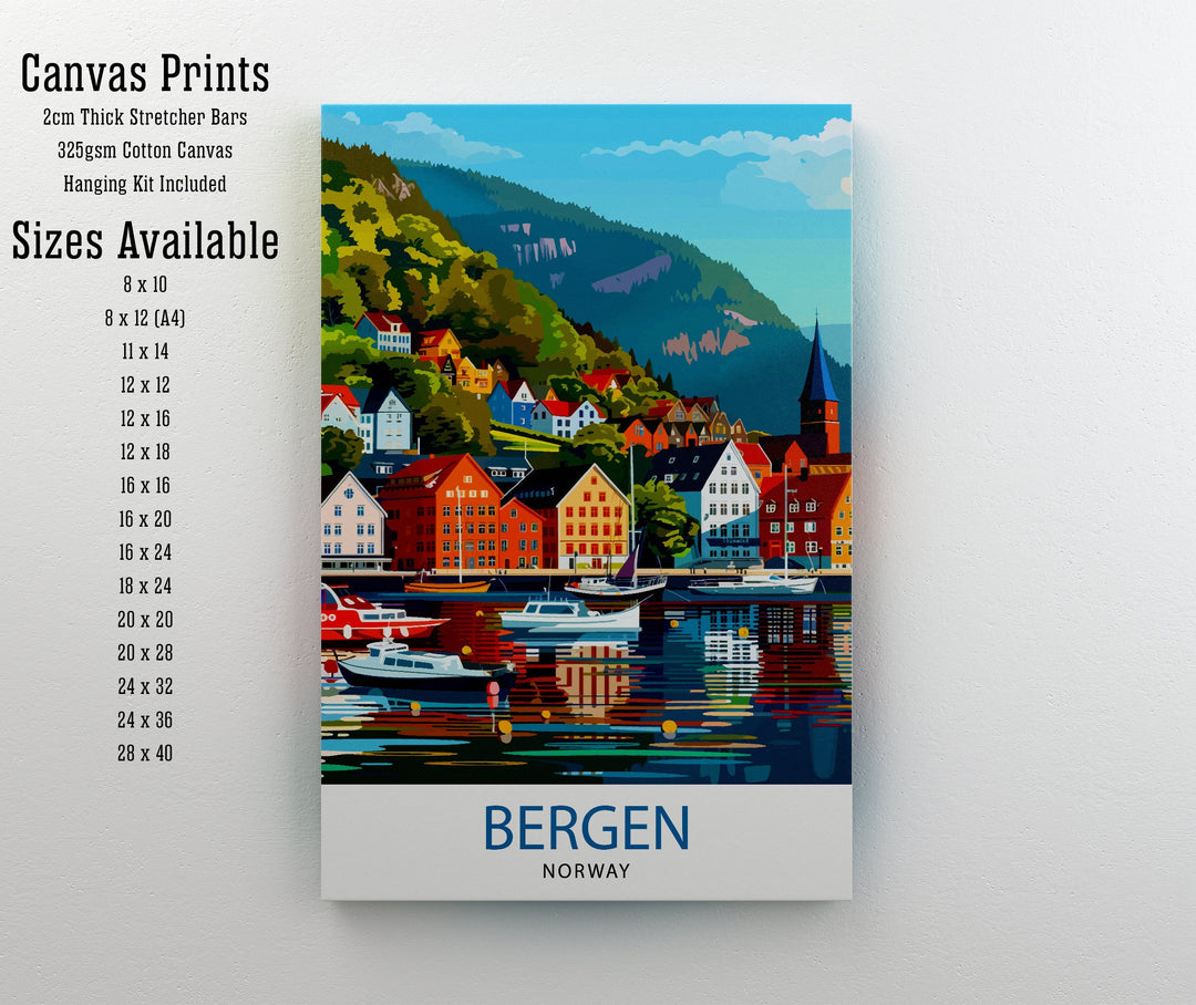 Bergen Norway Travel Print Wall Decor Wall Art Bergen Wall Hanging Home Décor Bergen Gift Art Lovers Norwegian Art Lover Gift Print Art