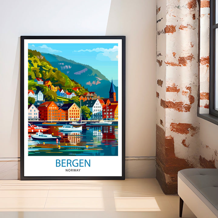 Bergen Norway Travel Print Wall Decor Wall Art Bergen Wall Hanging Home Décor Bergen Gift Art Lovers Norwegian Art Lover Gift Print Art