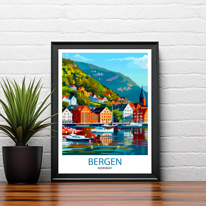 Bergen Norway Travel Print Wall Decor Wall Art Bergen Wall Hanging Home Décor Bergen Gift Art Lovers Norwegian Art Lover Gift Print Art