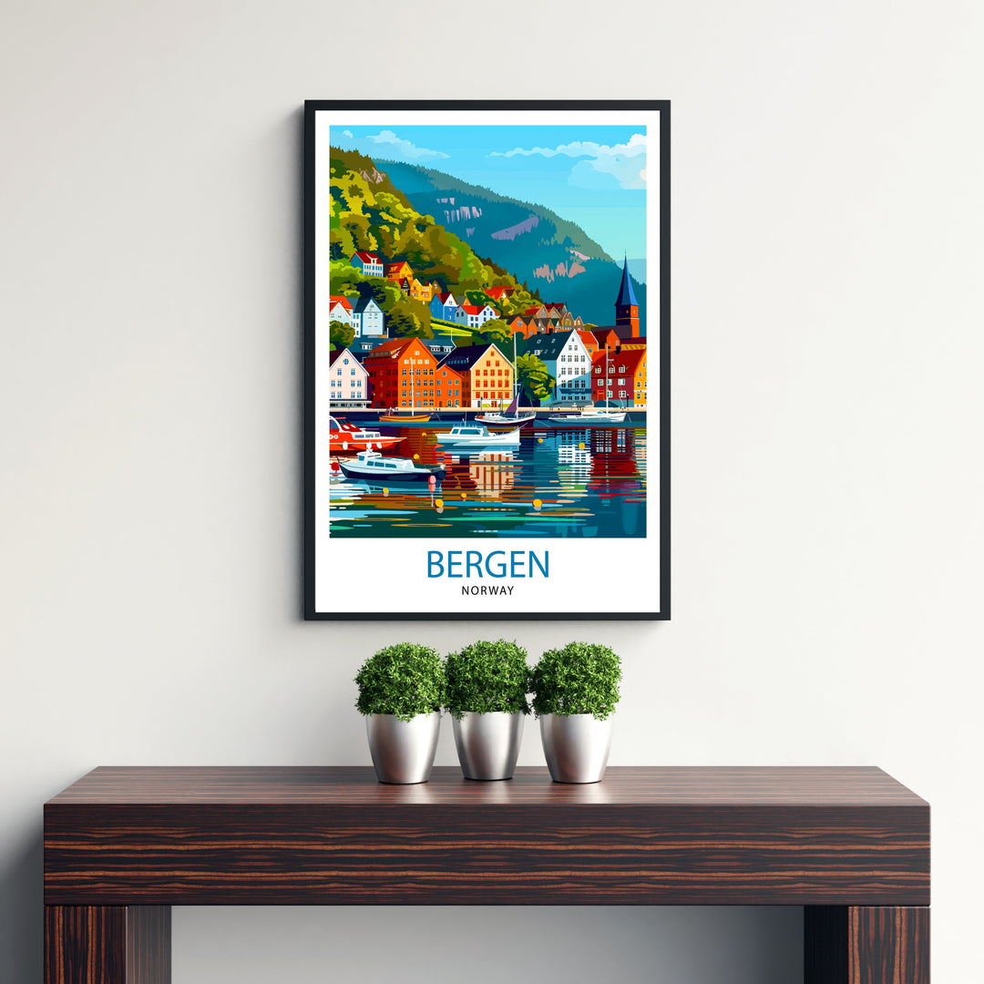 Bergen Norway Travel Print Wall Decor Wall Art Bergen Wall Hanging Home Décor Bergen Gift Art Lovers Norwegian Art Lover Gift Print Art