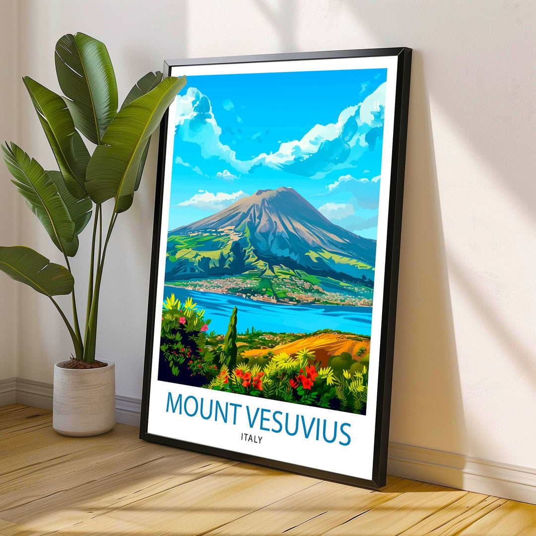 Mount Vesuvius Italy Travel Poster