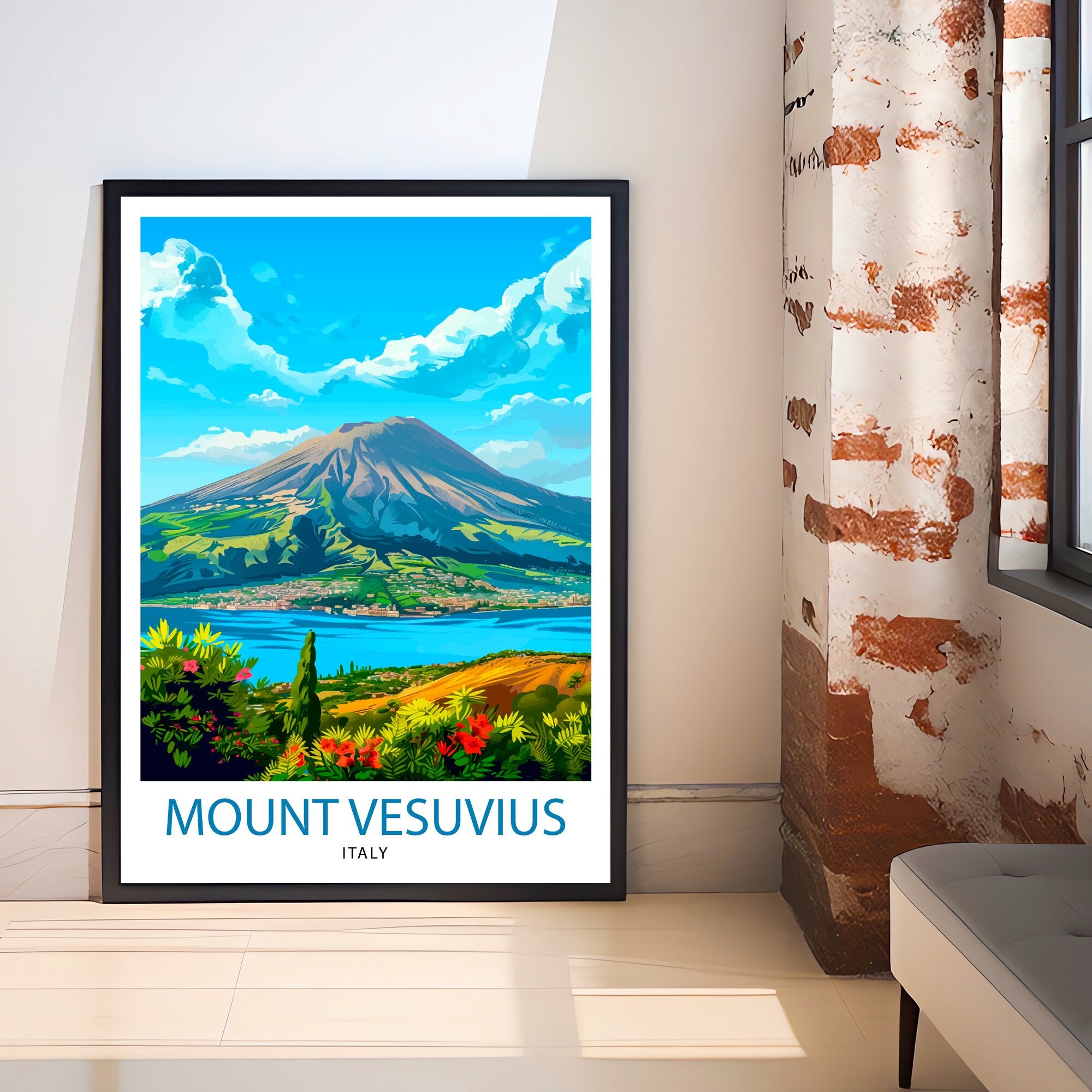 Mount Vesuvius Italy Travel Poster